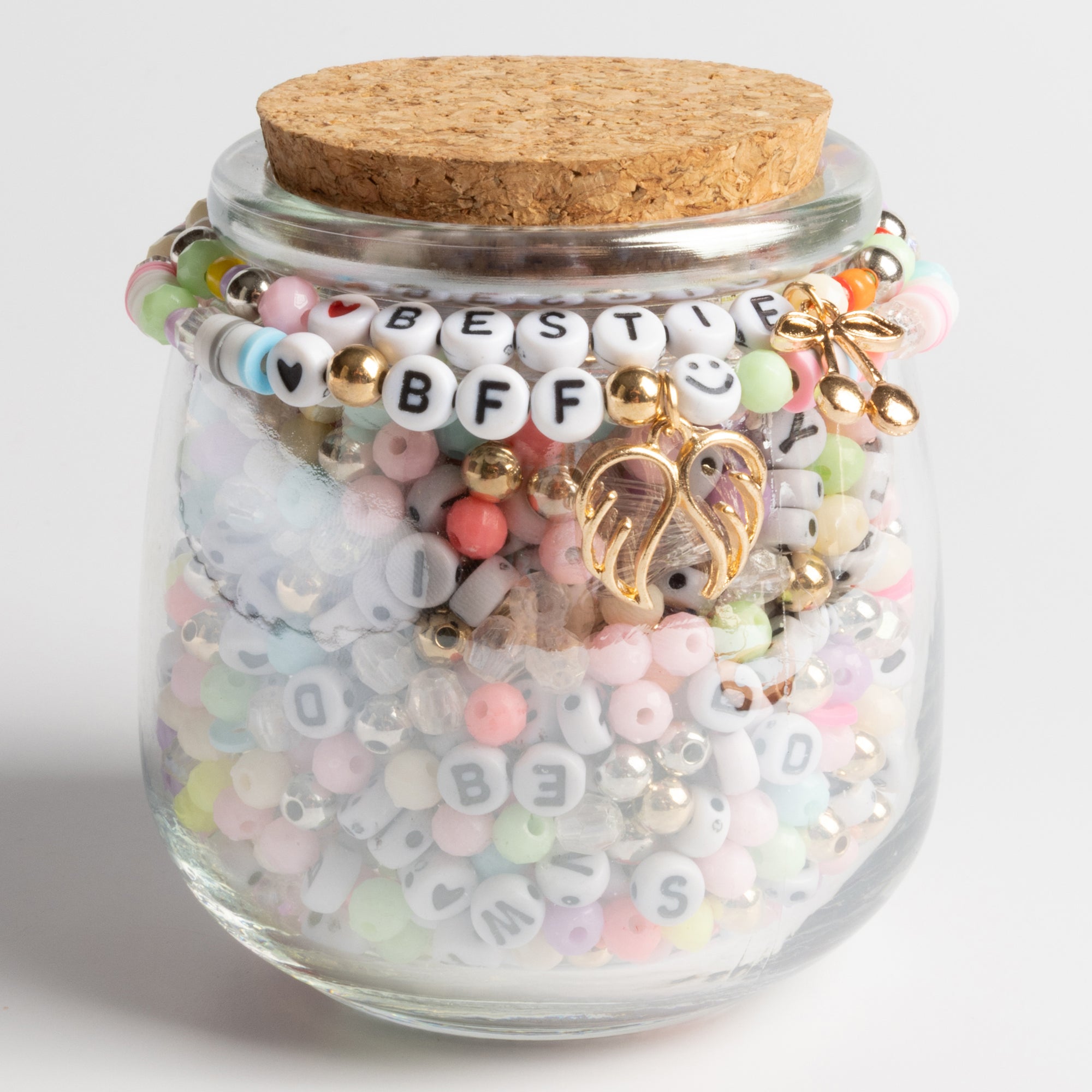 Bestie Bead Kit with Letter Beads Pastel Mix and Winged Heart Charm