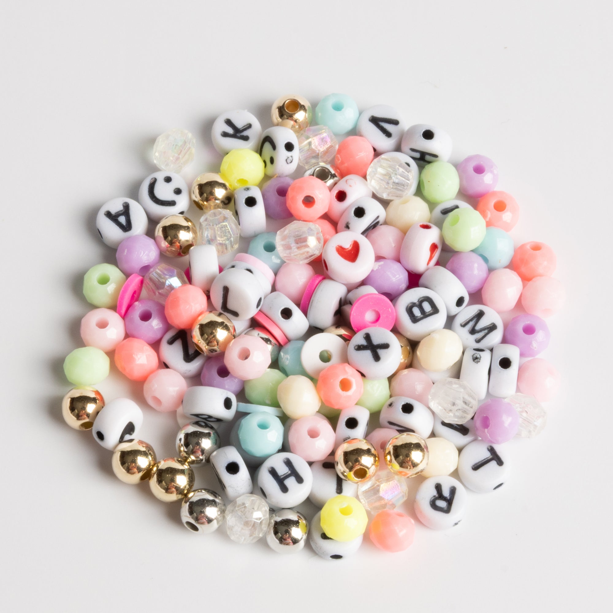 Bestie Bead Kit with Letter Beads Pastel Mix and Winged Heart Charm