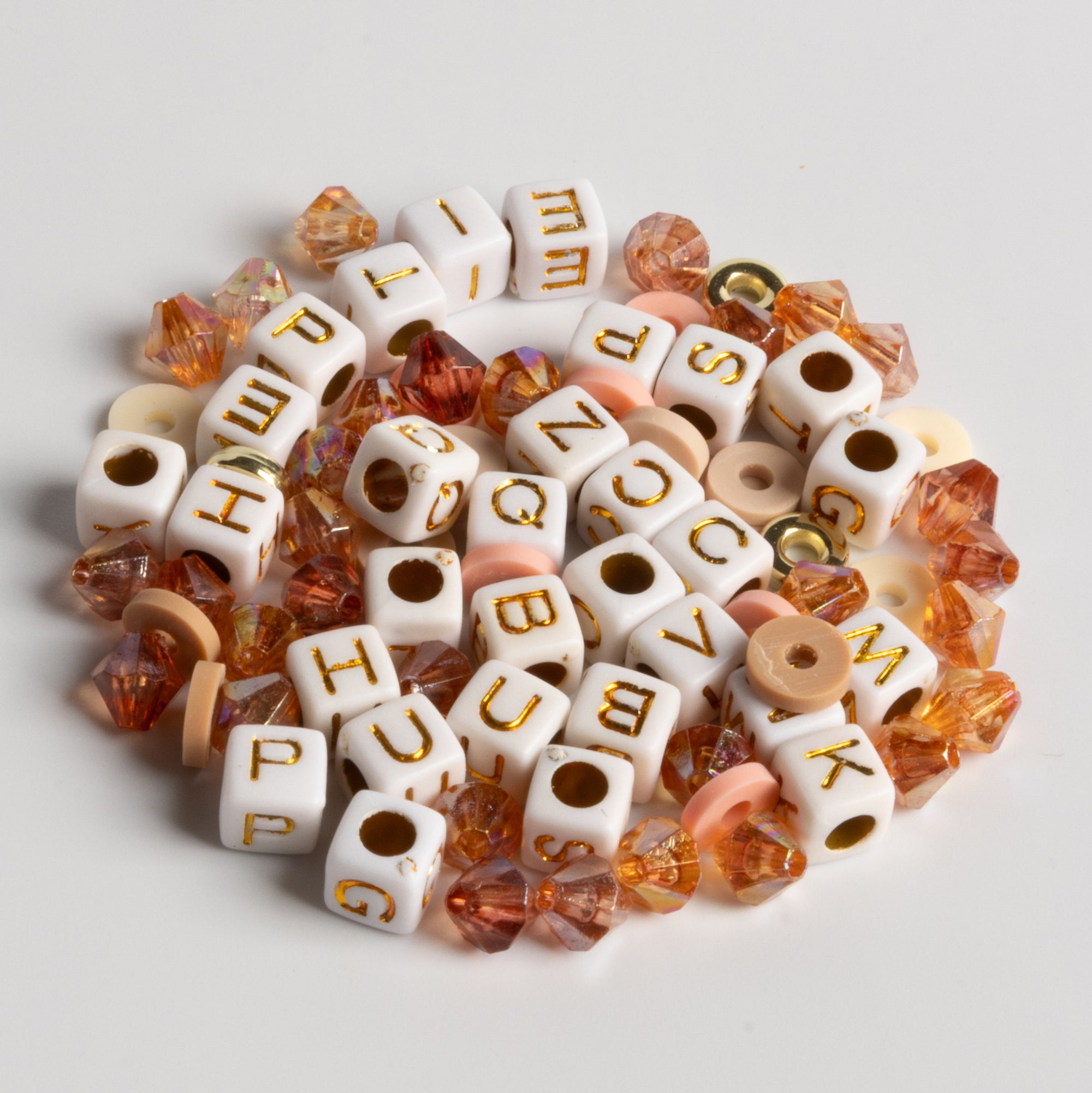 Charmed Bead Kit with Gold Letter Beads and Ornate Heart Charm