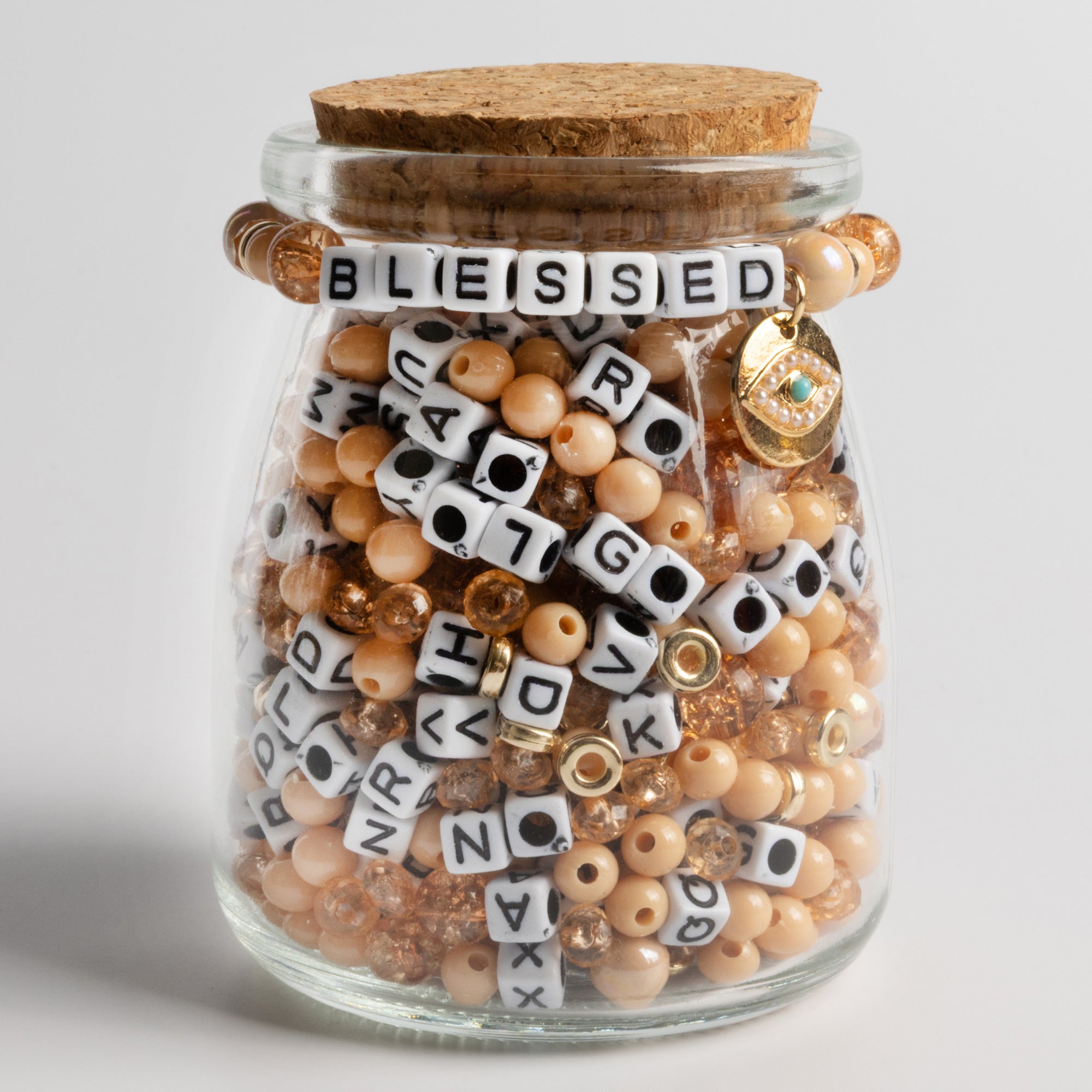 Blessed Bead Kit with Gold Letter Beads and Evil Eye Charm