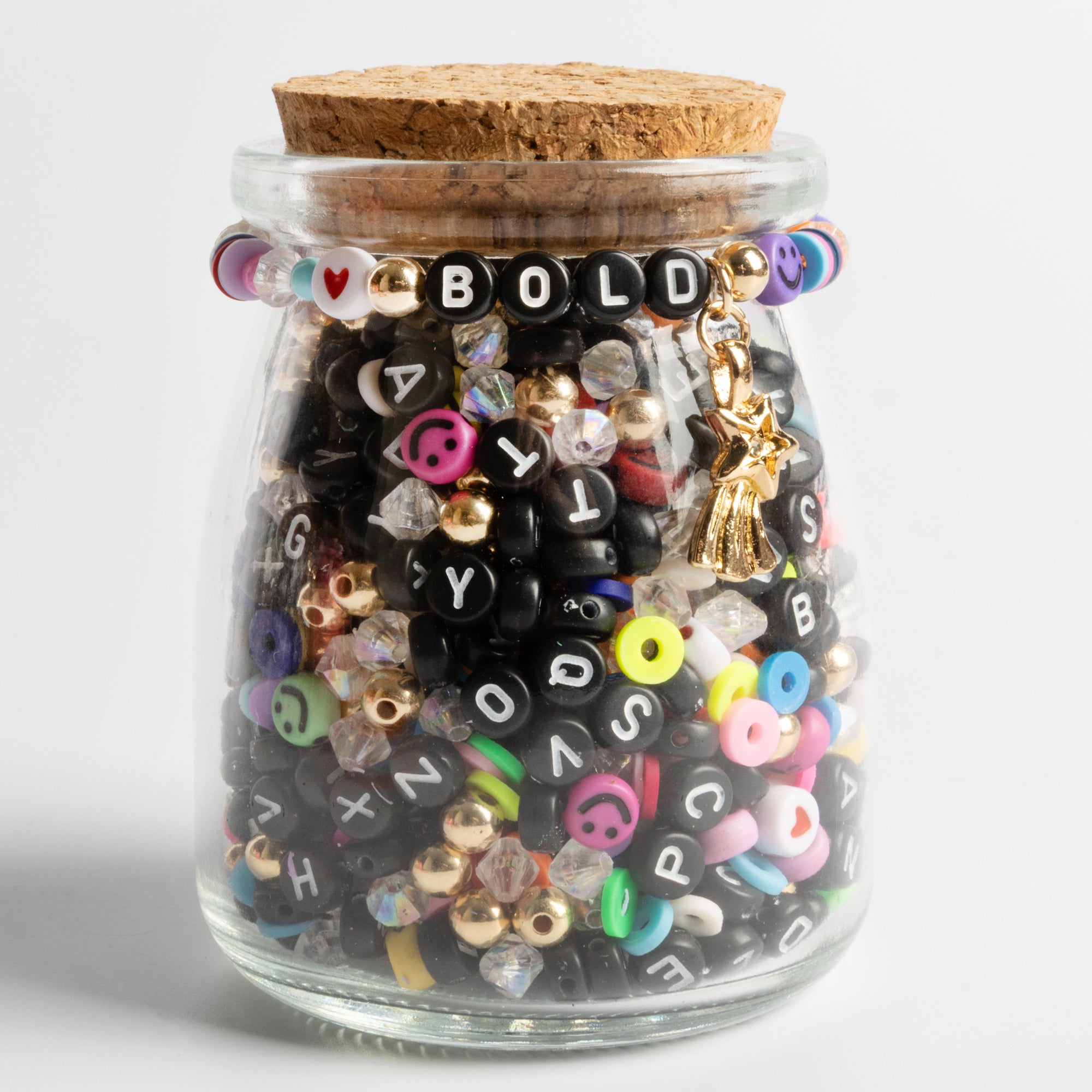 Bold Bead Kit – Black Alphabet Beads, Gold Accents & Shooting Star Charm