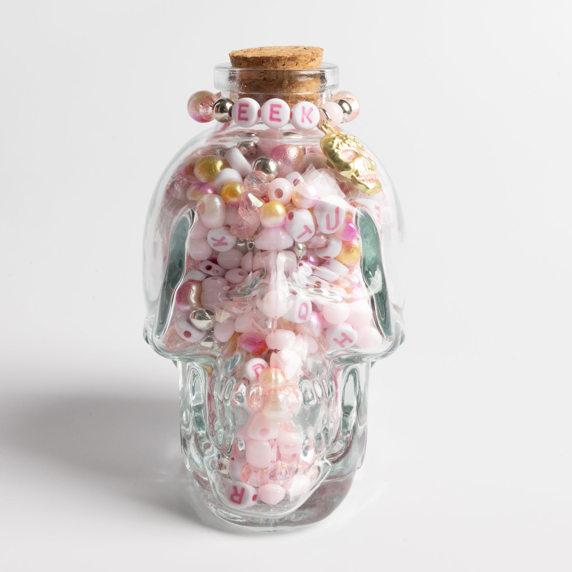 EEK Pastel Pink Skull Bead Kit with Letter Beads and Skull Charm