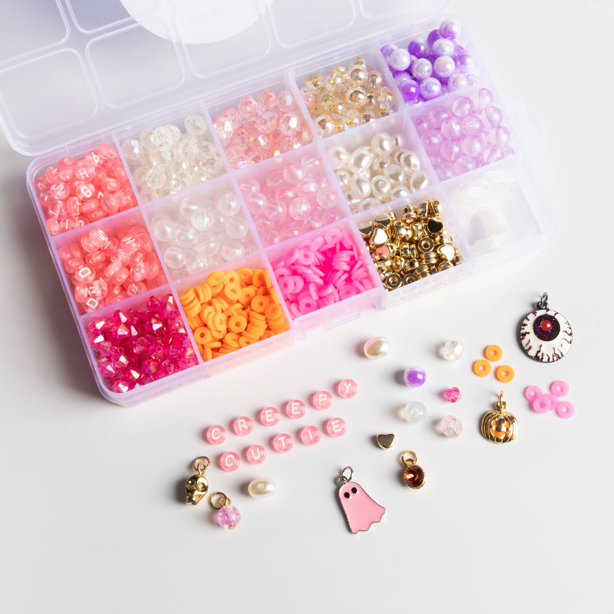 Pastel Halloween Pink Letters and Pearls DIY Beaded Jewelry Kit