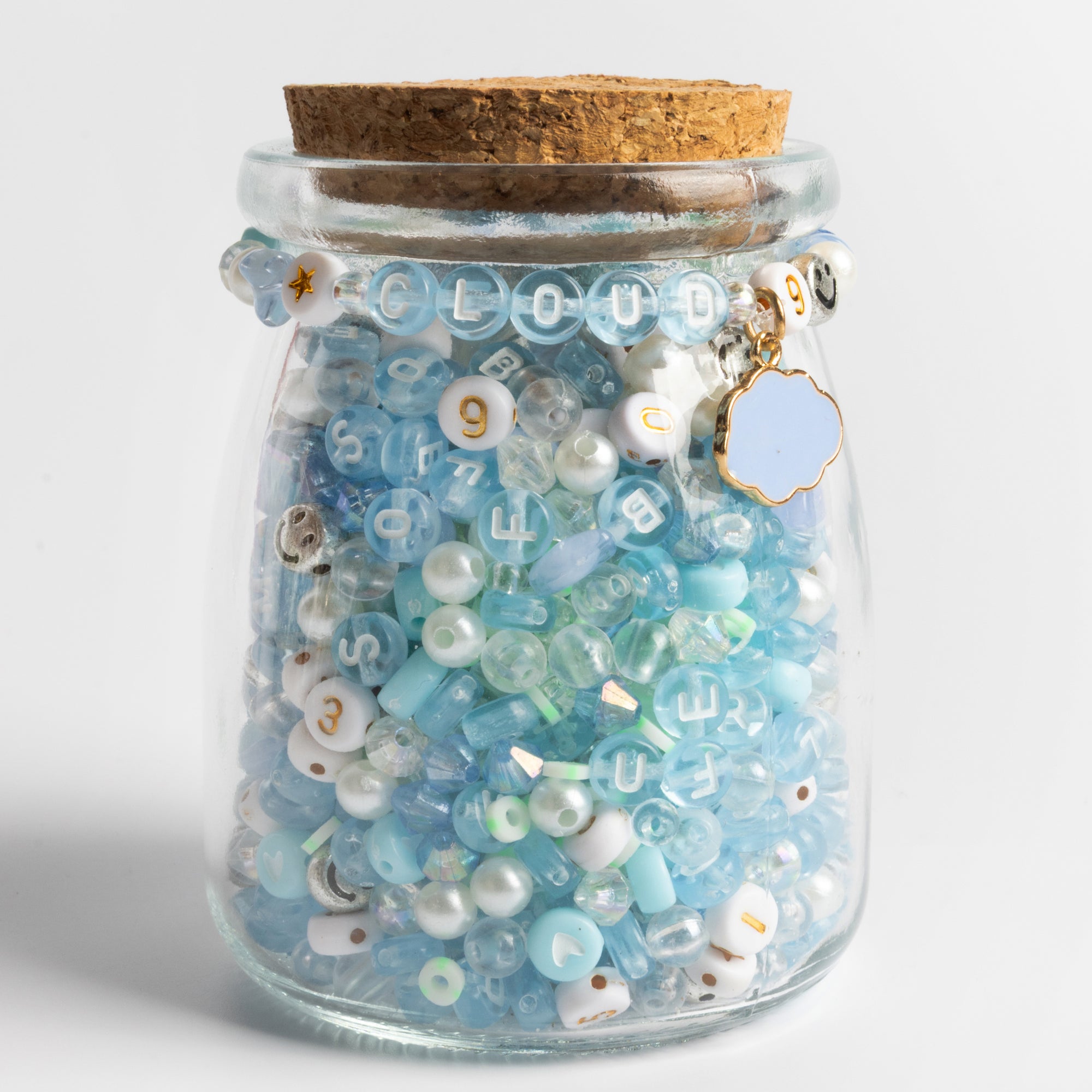 Cloud 9 Bead Kit – Pastel Blue & Gold Letter & Number Beads for DIY Bracelets & Crafts