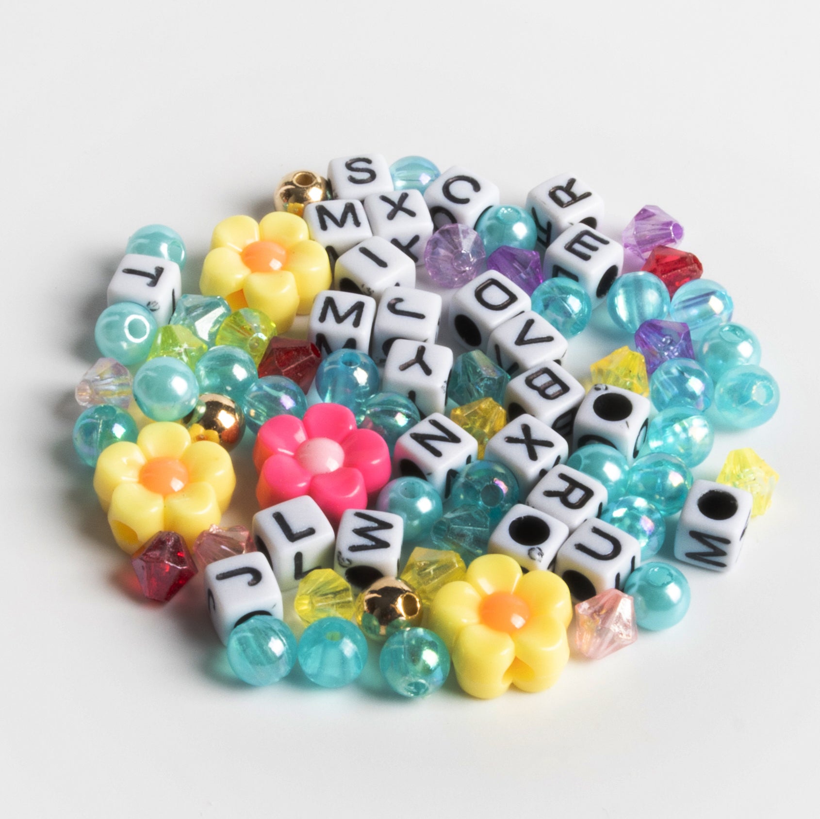 Swim Bead Kit with Gold Tone Duck Charm, Aqua Beads & Pastel Blooms DIY Jewelry