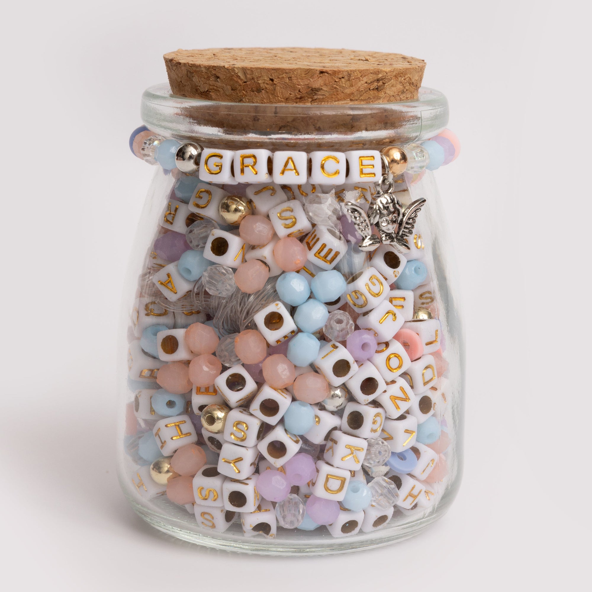 Grace DIY Letter Bead Jar With Cherub Charm