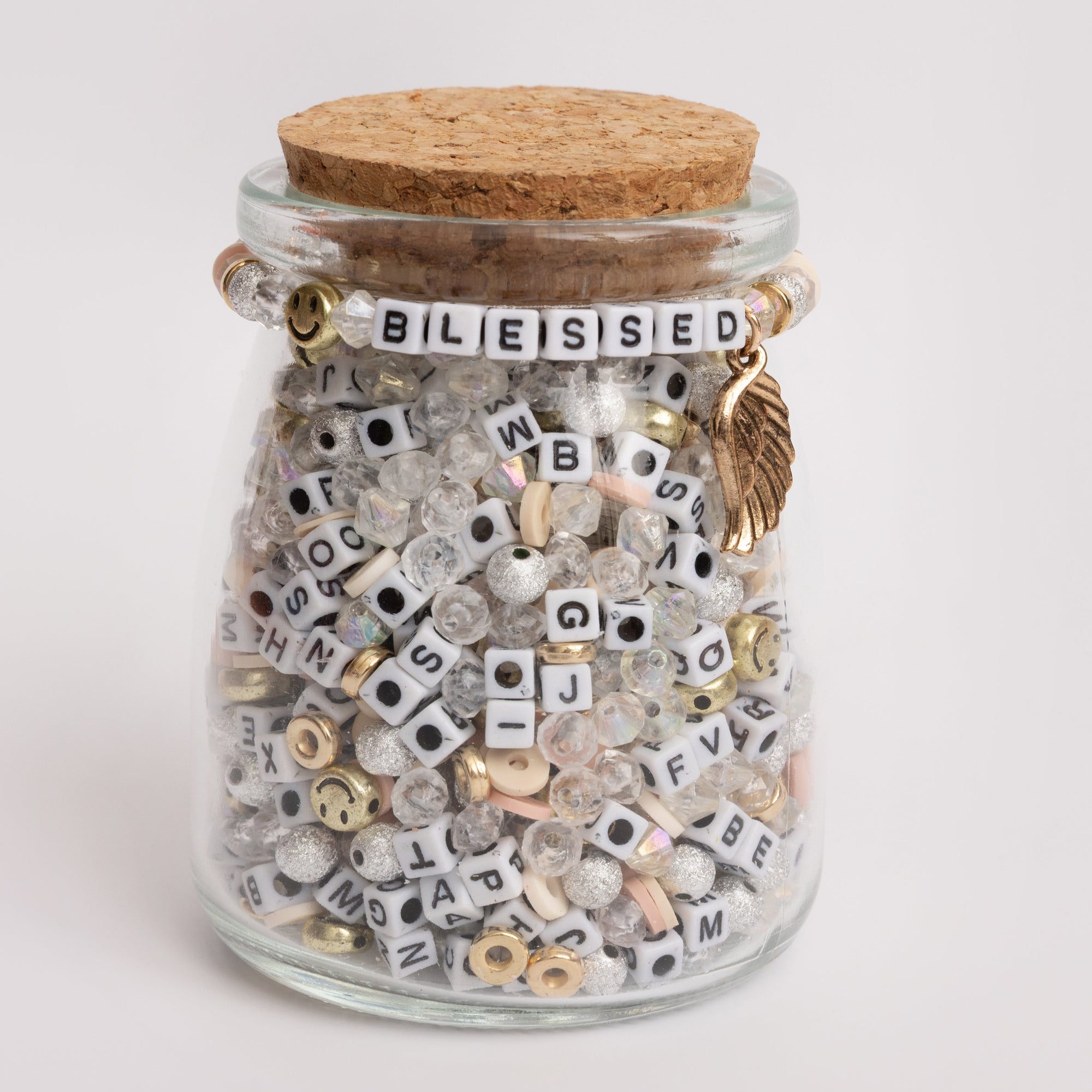 Blessed DIY Letter Bead Jar With Angel Wing Charm