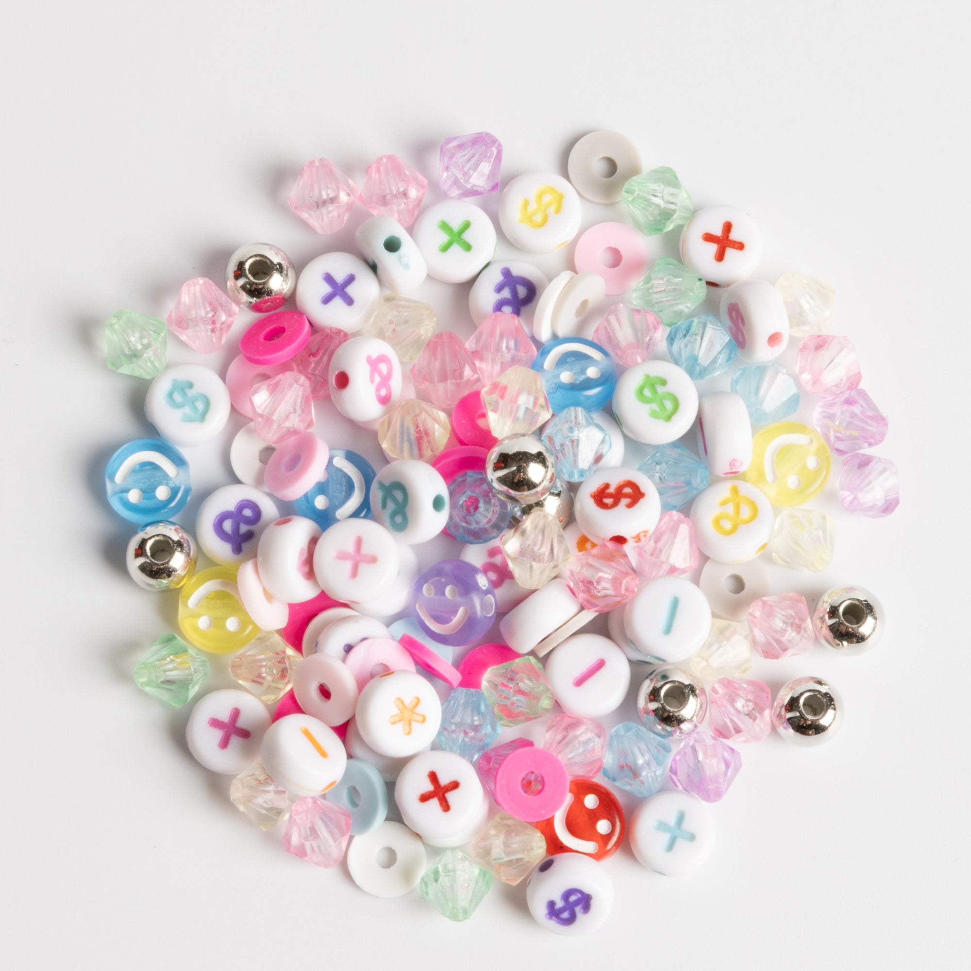 Multicolor Symbol Beads with Flowers DIY Jewelry Kit