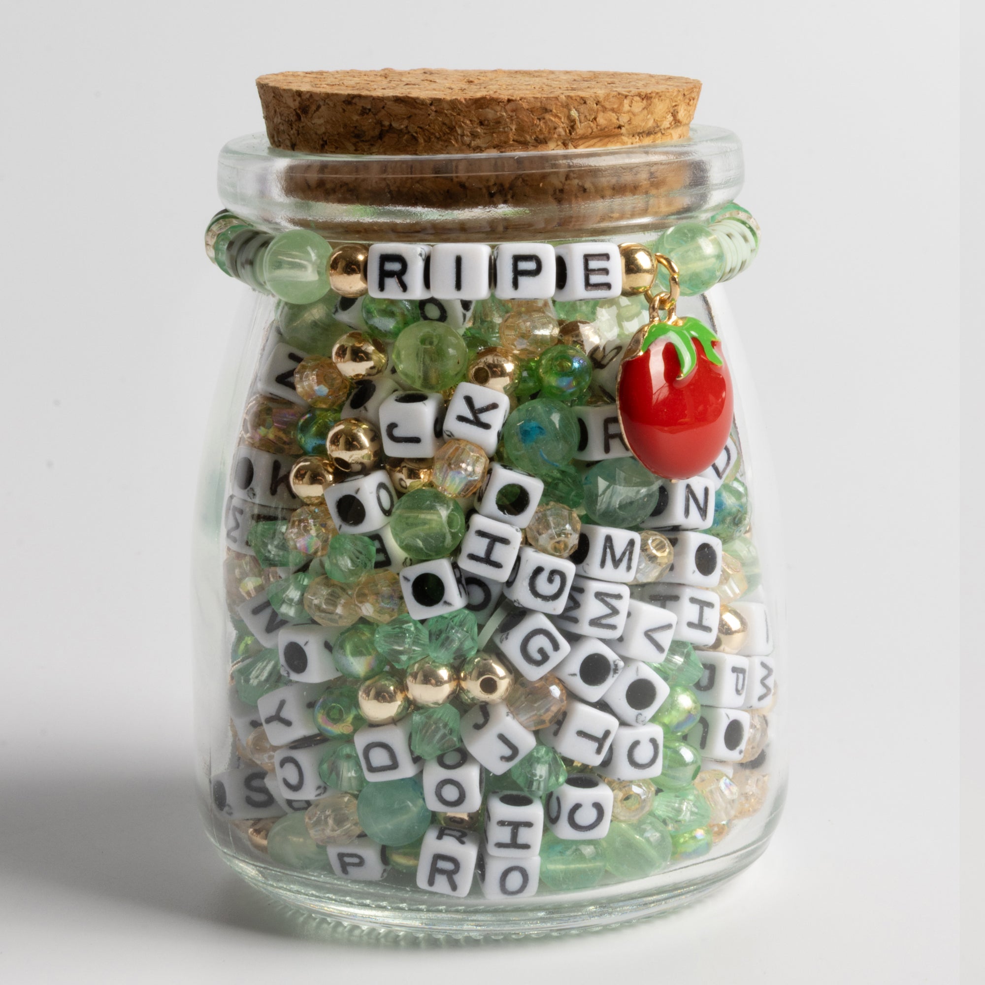 Ripe Bead Kit with Green Crystals Letter Beads and Tomato Charm