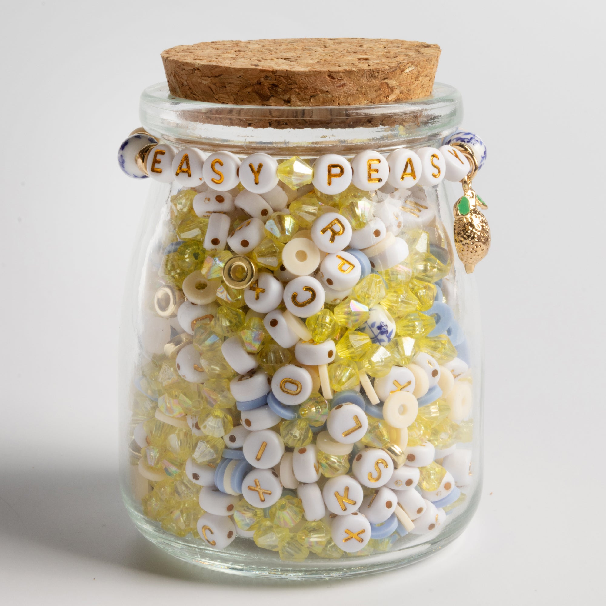 Easy Peasy Bead Kit with Yellow Crystals Letter Beads and Lemon Charm