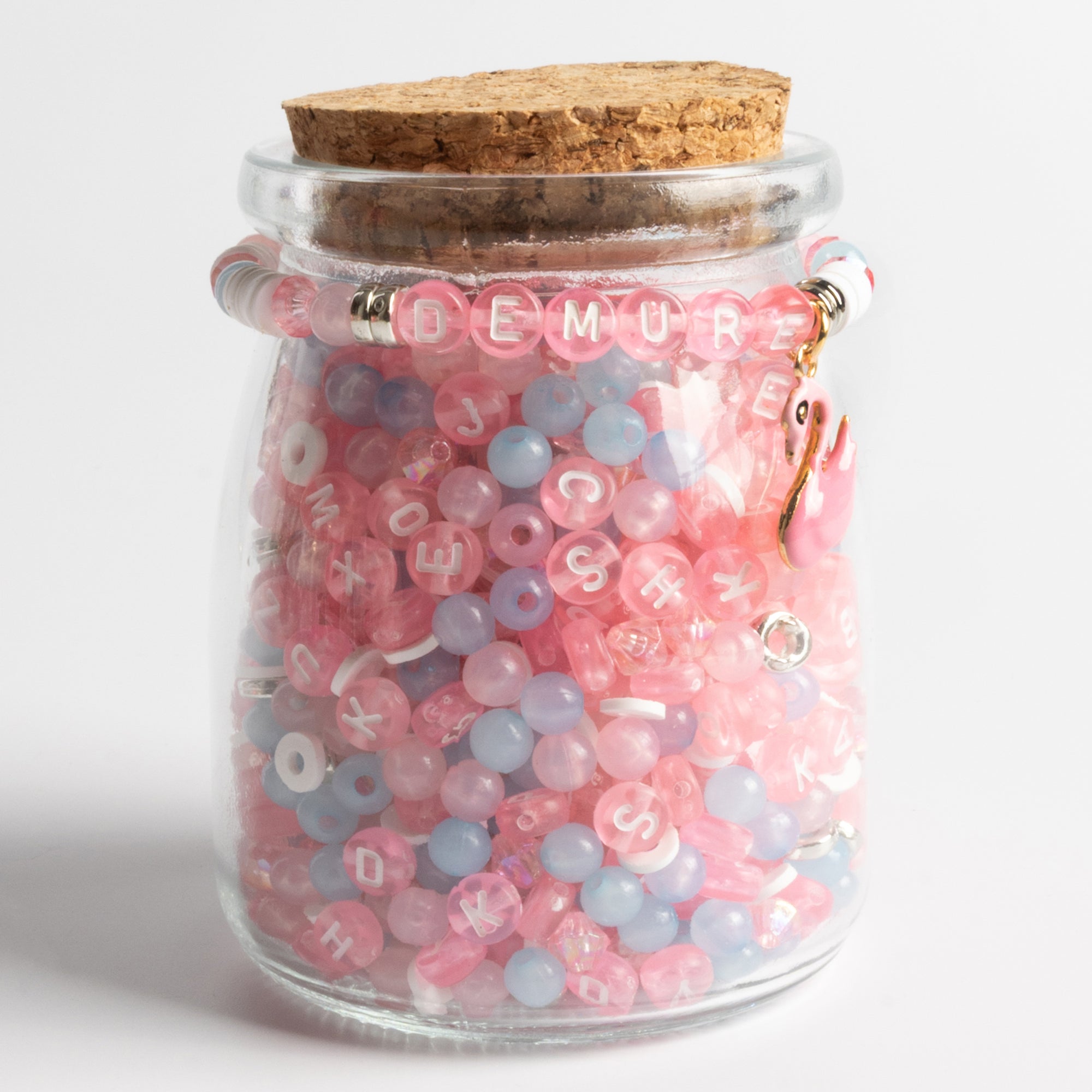 DEMURE Bead Kit with Pink Swan Charm & Pastel Letter Beads