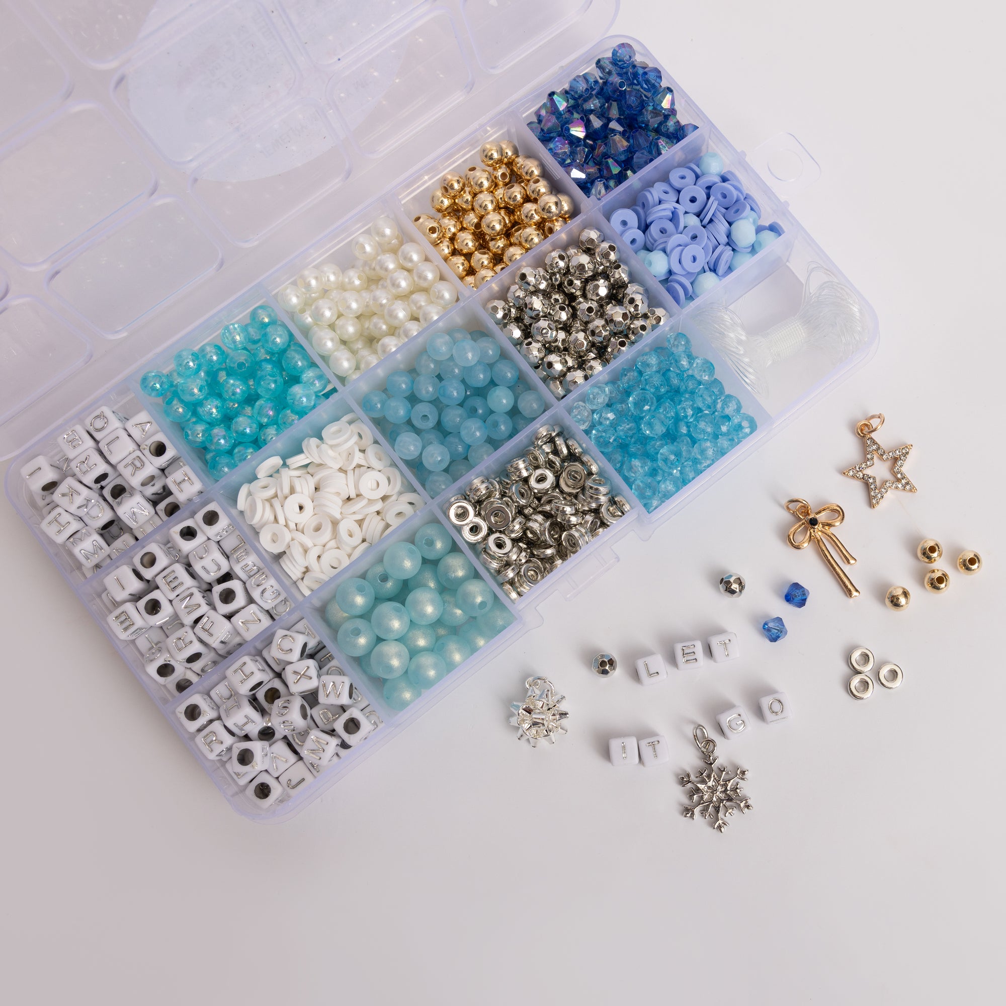 Winter Holiday Silver & Blue DIY Letter Bead Kit