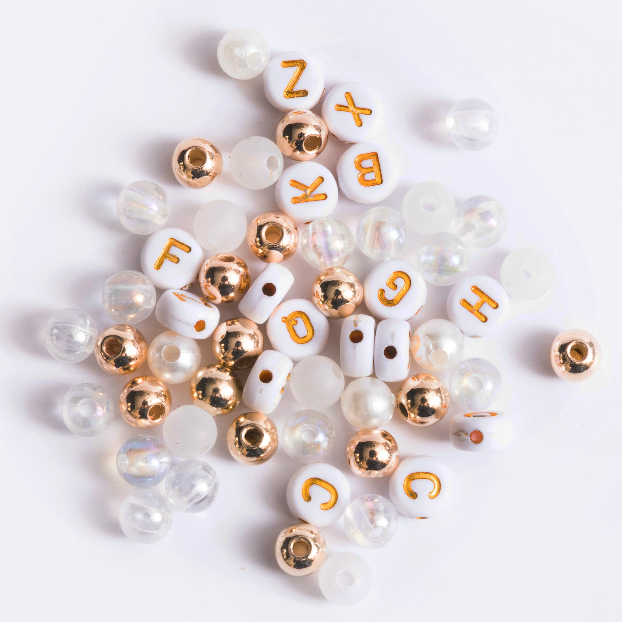 Easter Bunny Metallic Gold and Pearl DIY Letter Bead Jar