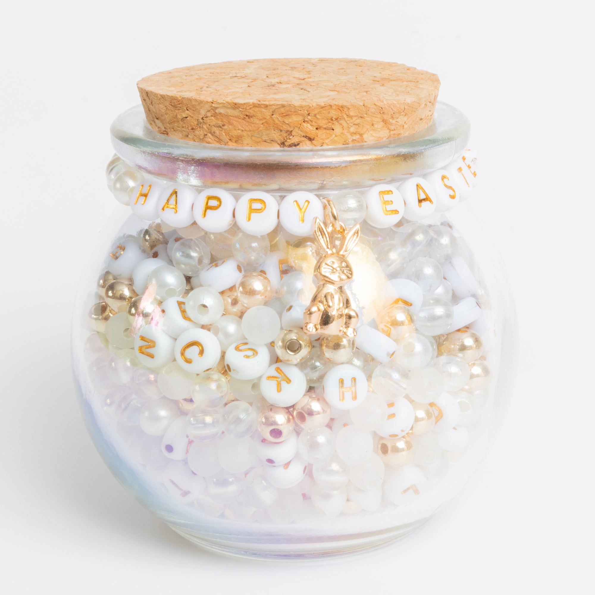 Easter Bunny Metallic Gold and Pearl DIY Letter Bead Jar