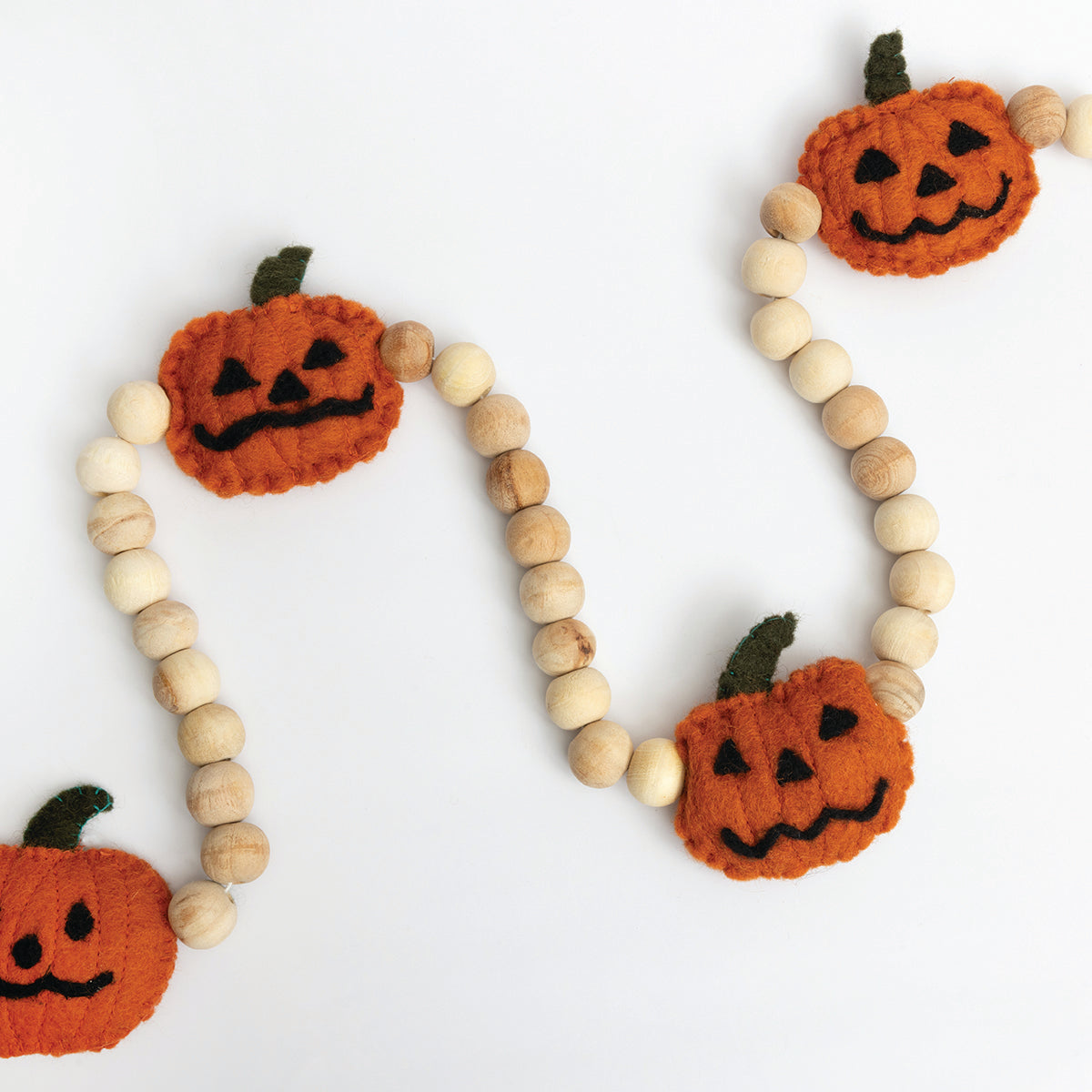 Jack-O-Lantern Felt and Wood Garland