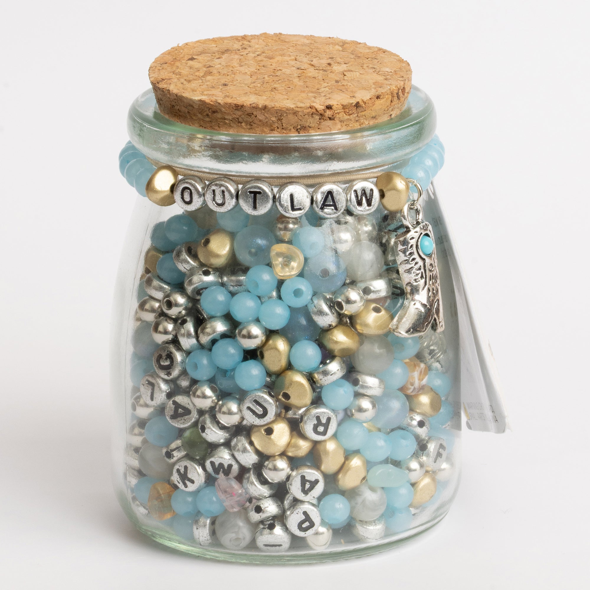 Outlaw Silver Alphabet and Cowboy Boot Charm DIY Bead Kit