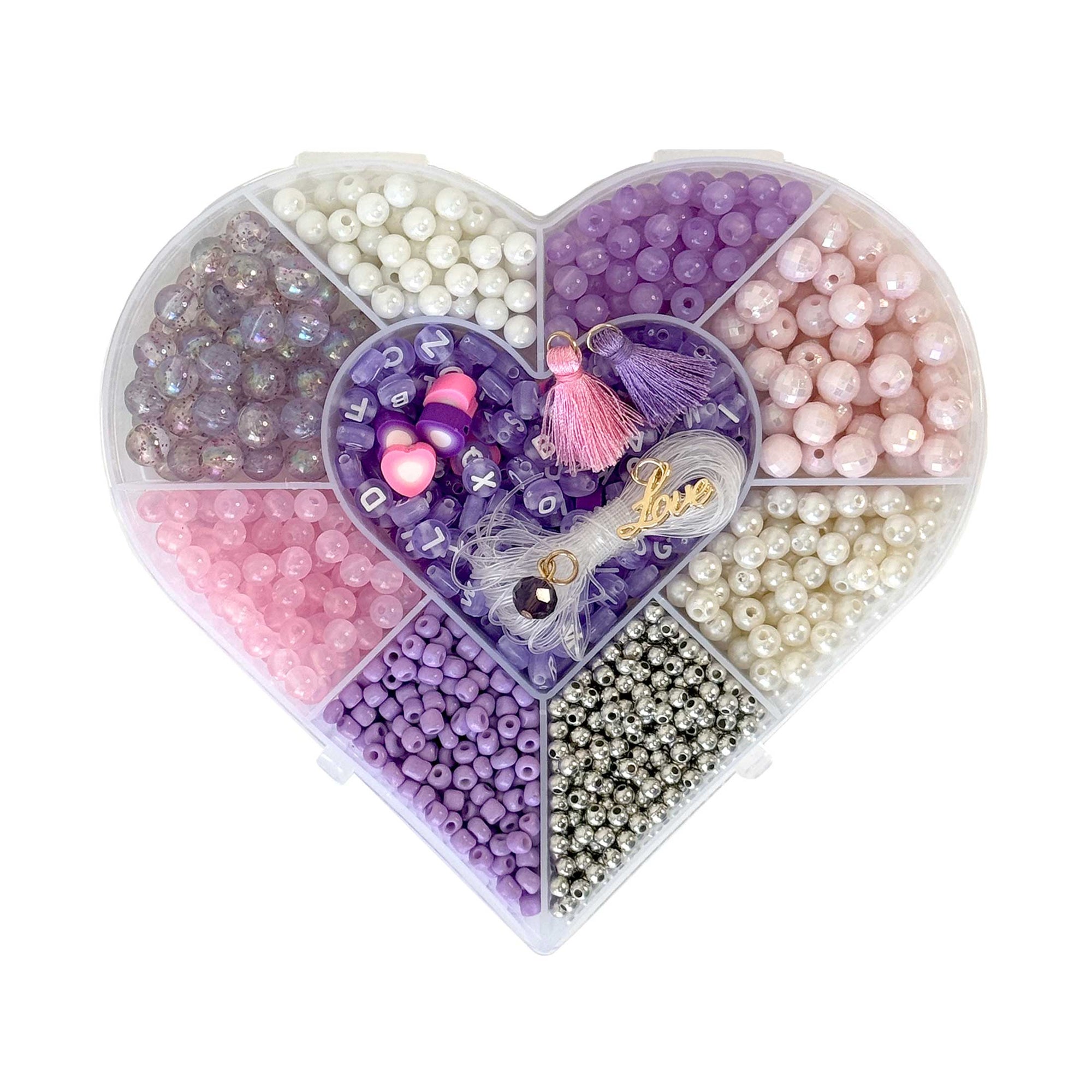 Lavender Valentine Heart Shaped DIY Letter Bead Box