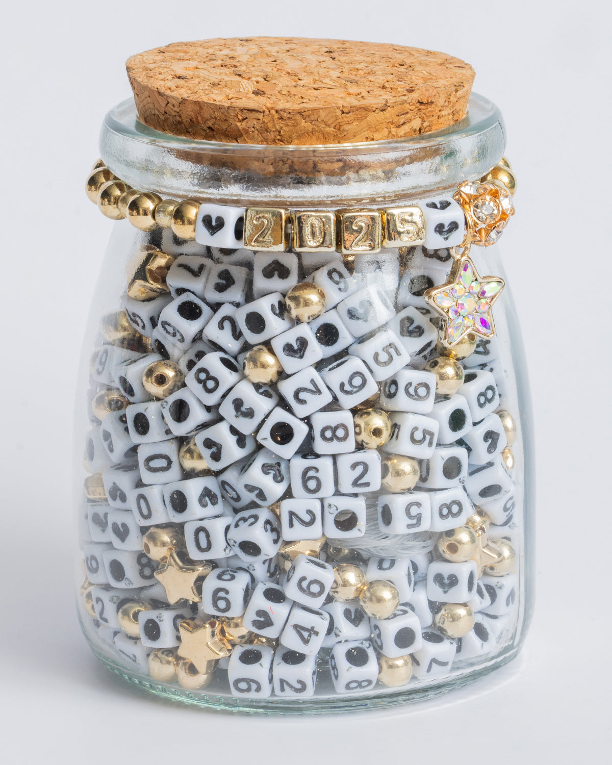 Metallic Gold 2025 Numbers DIY Bead Jar
