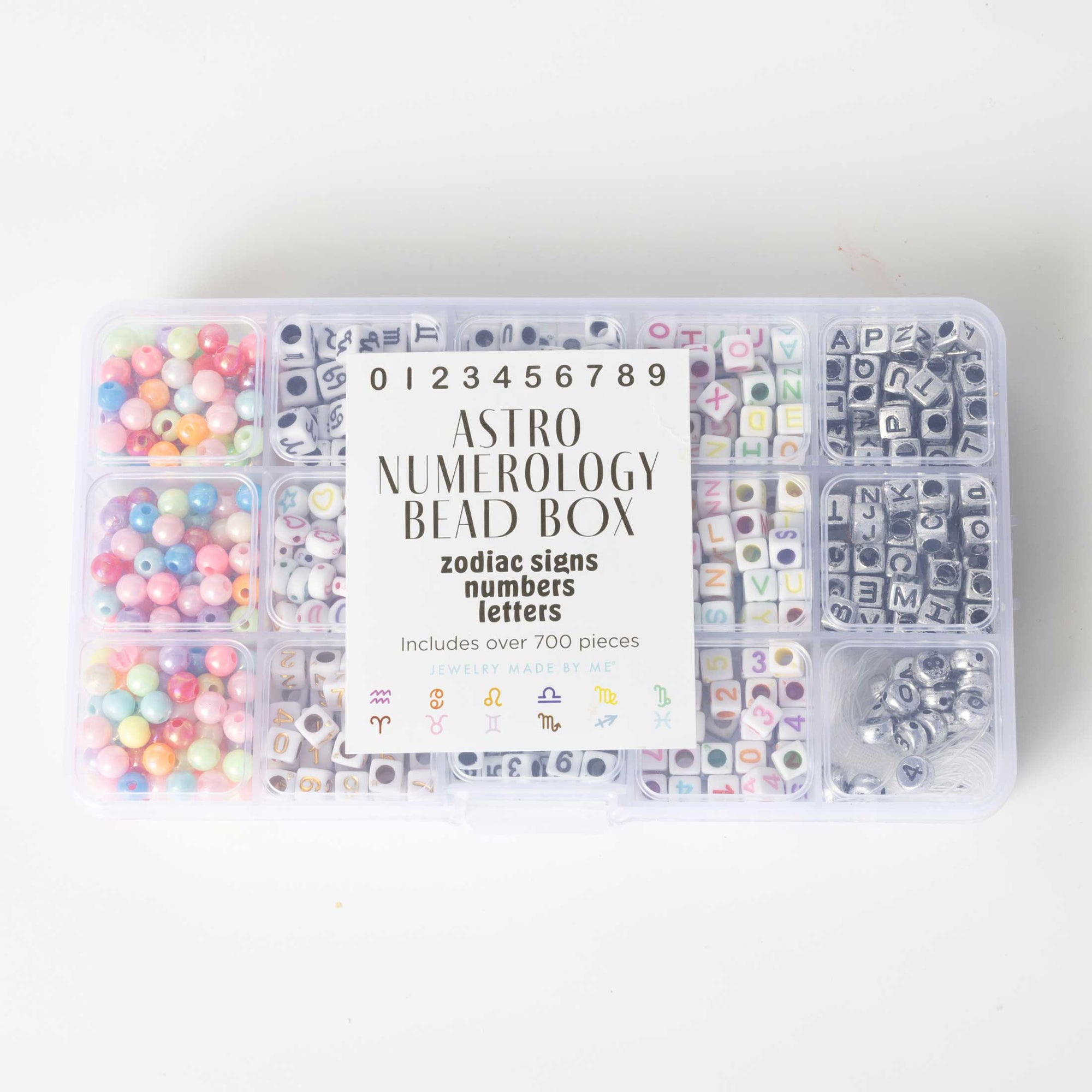 Astrology Symbols Numbers and Letters Metallic and Multicolor DIY Zodiac Bead Box Kit