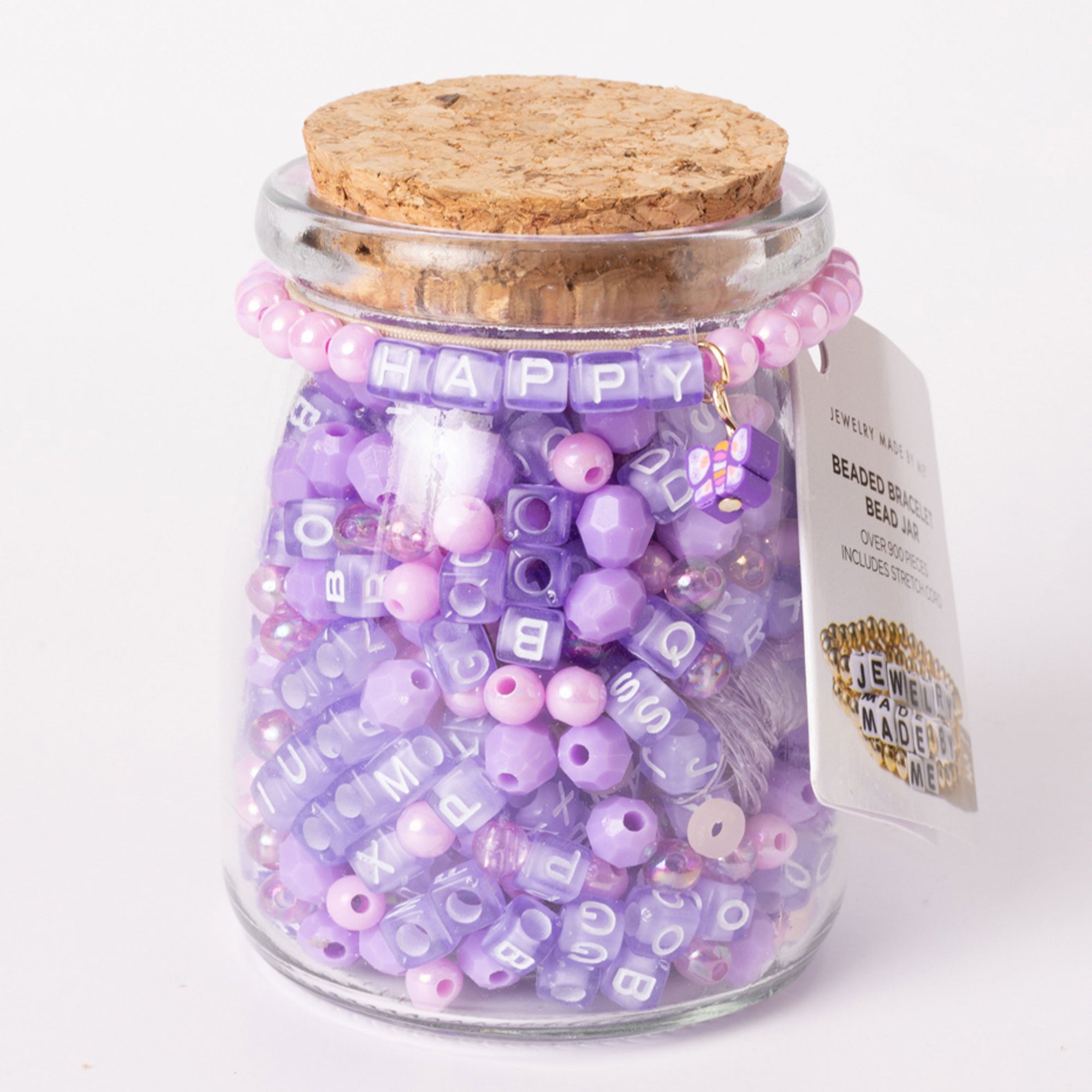 Lavender HAPPY Square Letter DIY Bead Jar