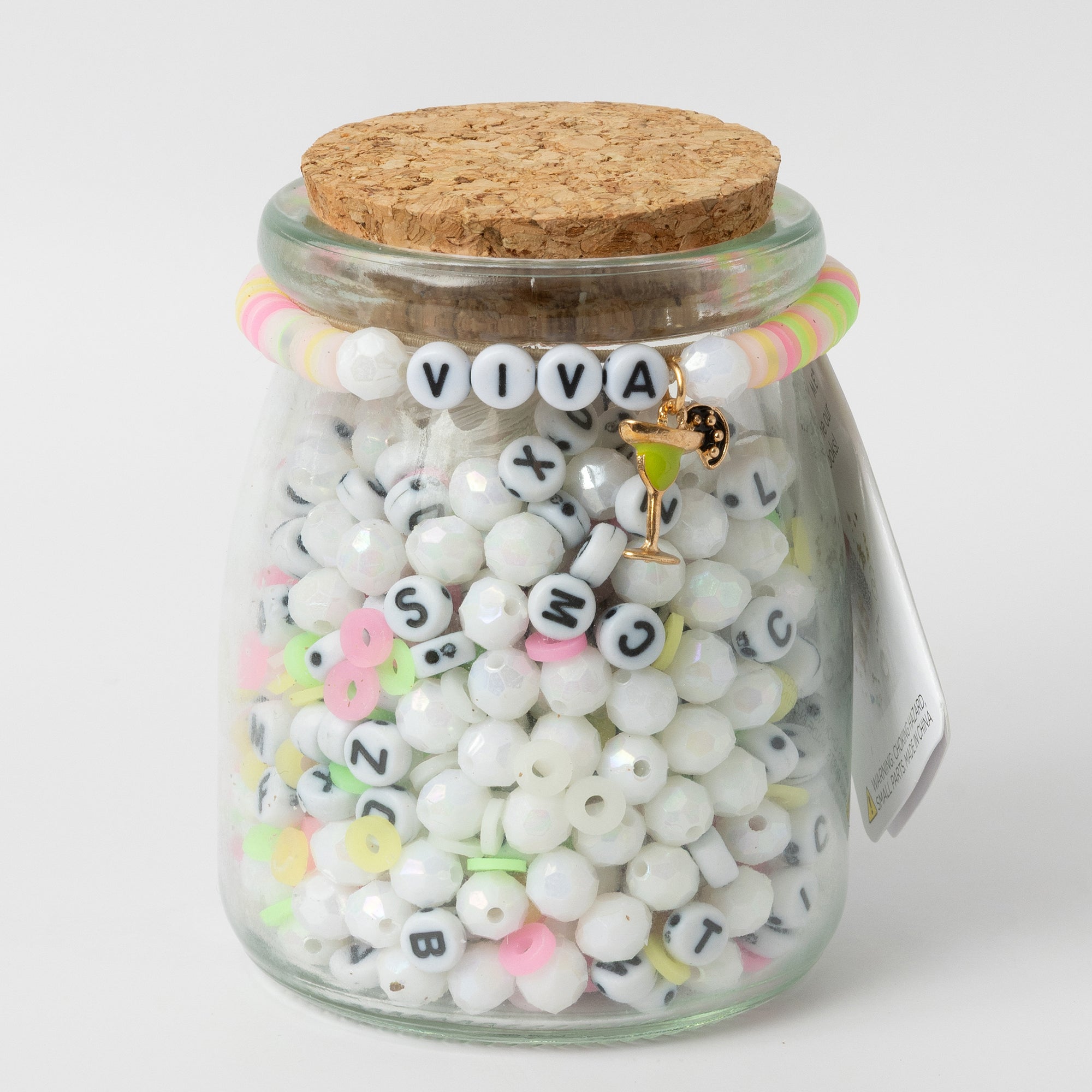 Viva Margarita Charm Letter Bead and Neon Heishi DIY Jewelry Jar