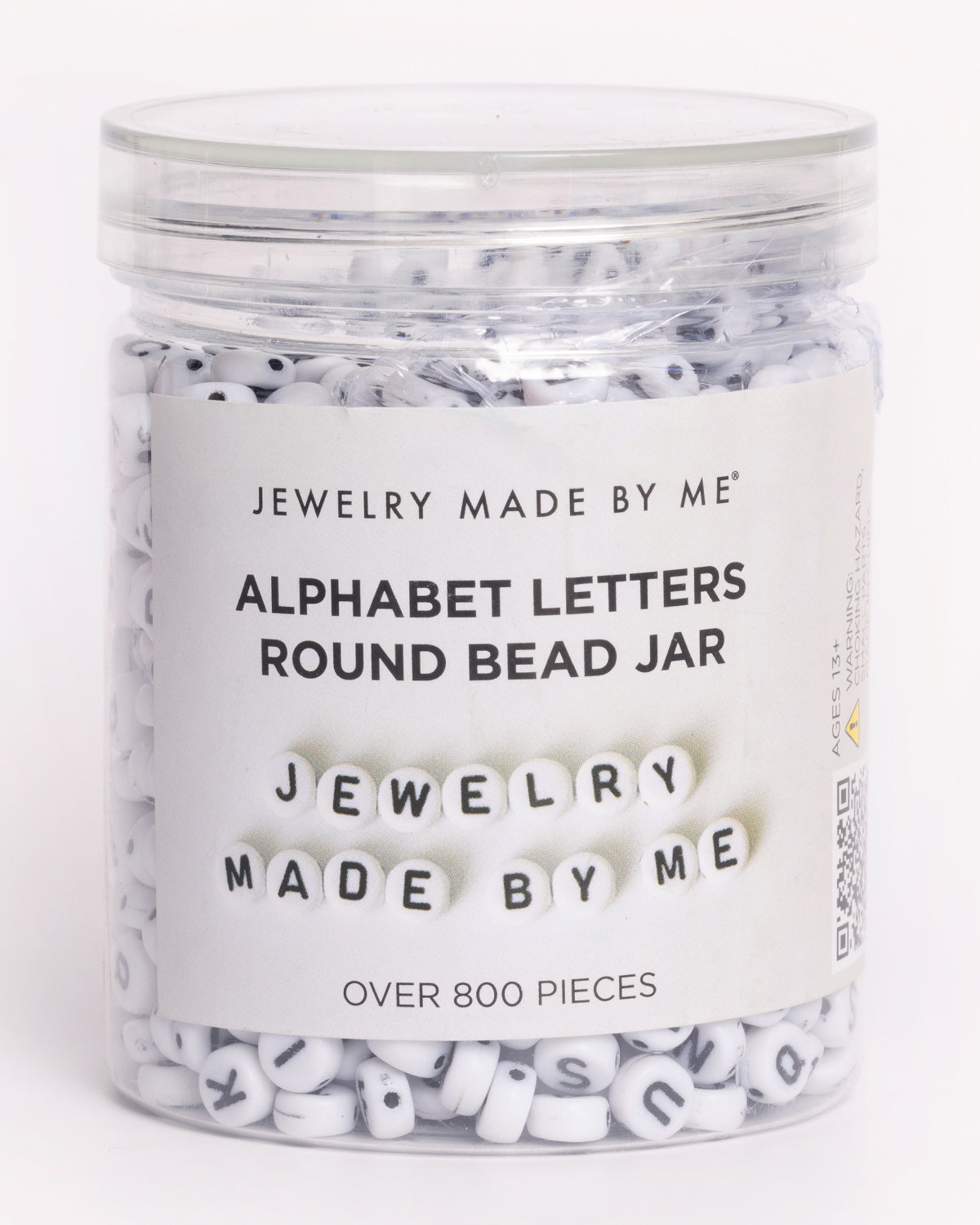 White Round Letter Bead Jar