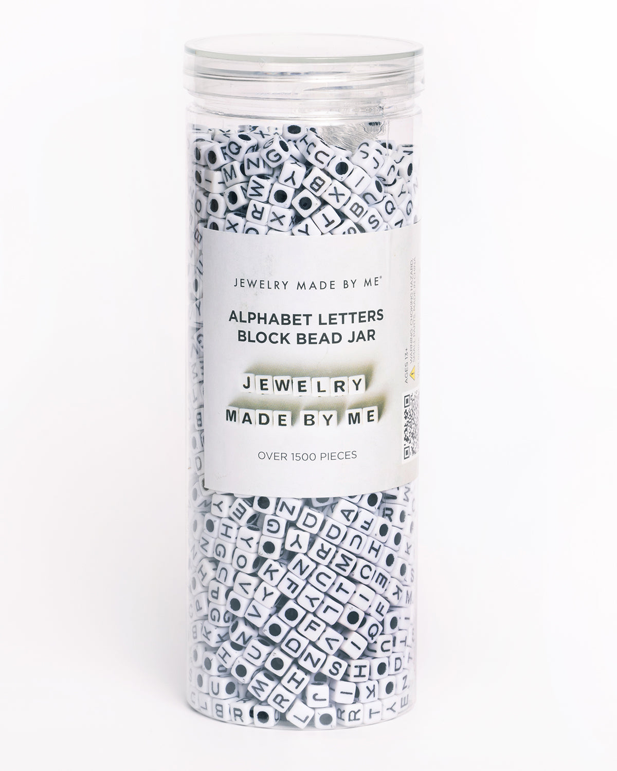 White Block Letter Alphabet DIY Bead Jar