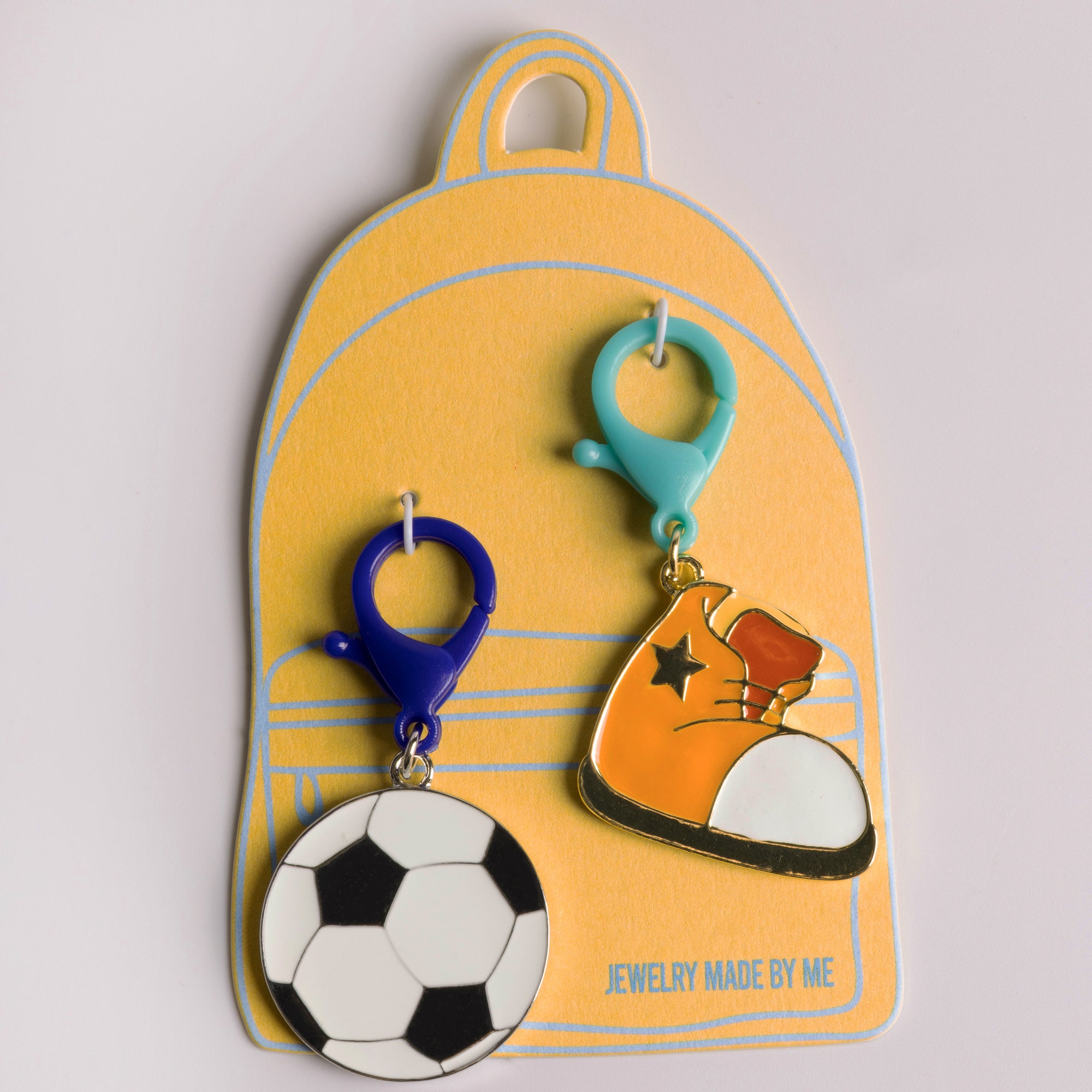 Enamel Soccer Ball and High-Top Sneaker Backpack Charm Set of 2