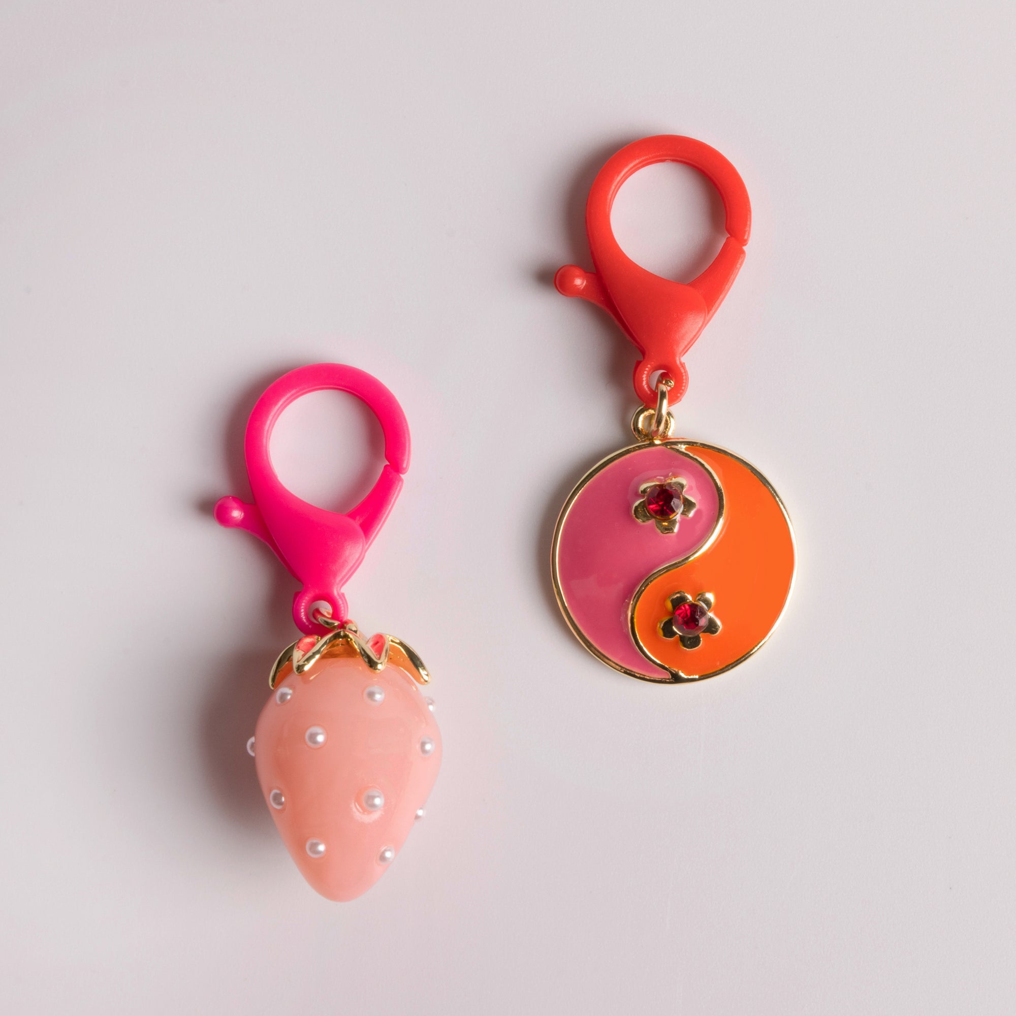 Pink Pearl Strawberry and Enamel Yin Yang
