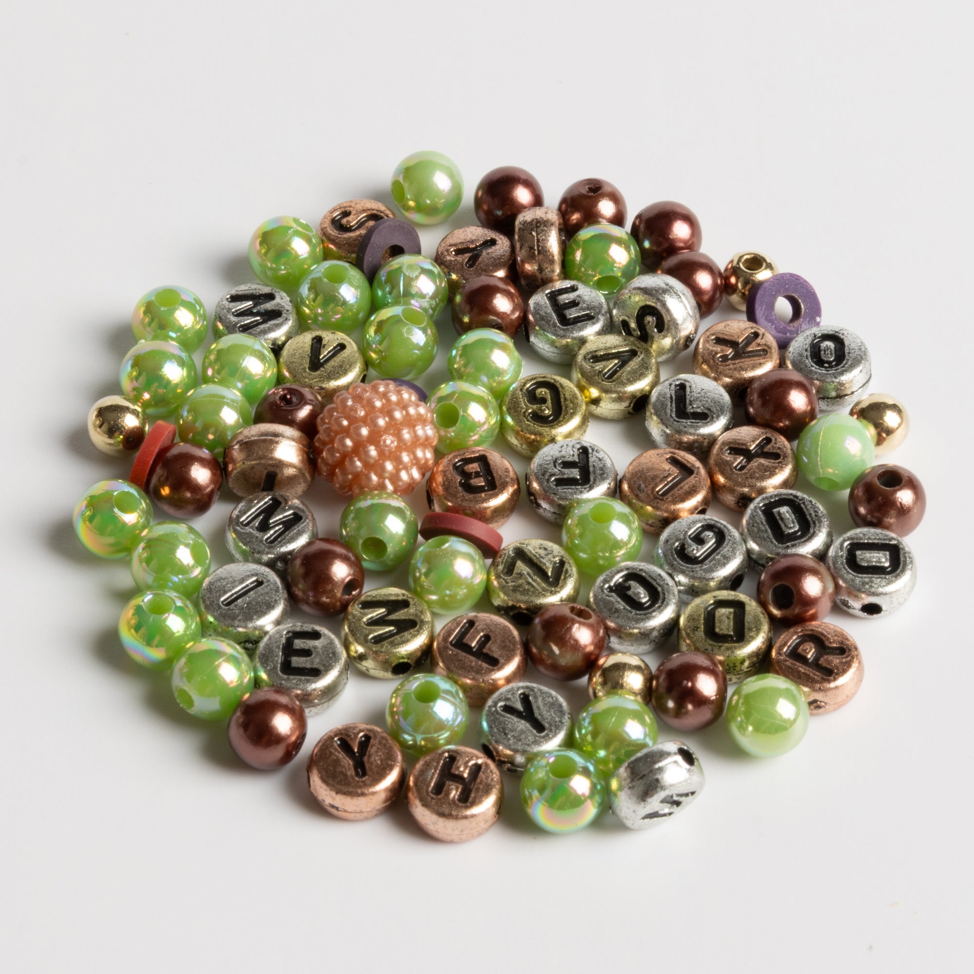 HELLO FALL Mixed Metal Letter & Pearl Beads with Gold Fox Charm DIY Jewelry Jar