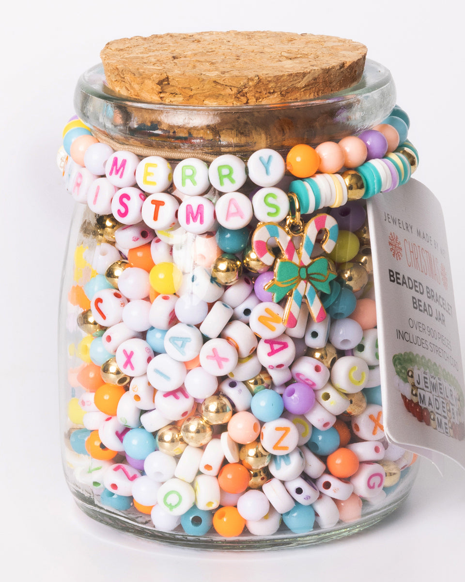 Vibrant Holiday Letter Bead DIY Jar Jewelry Creations