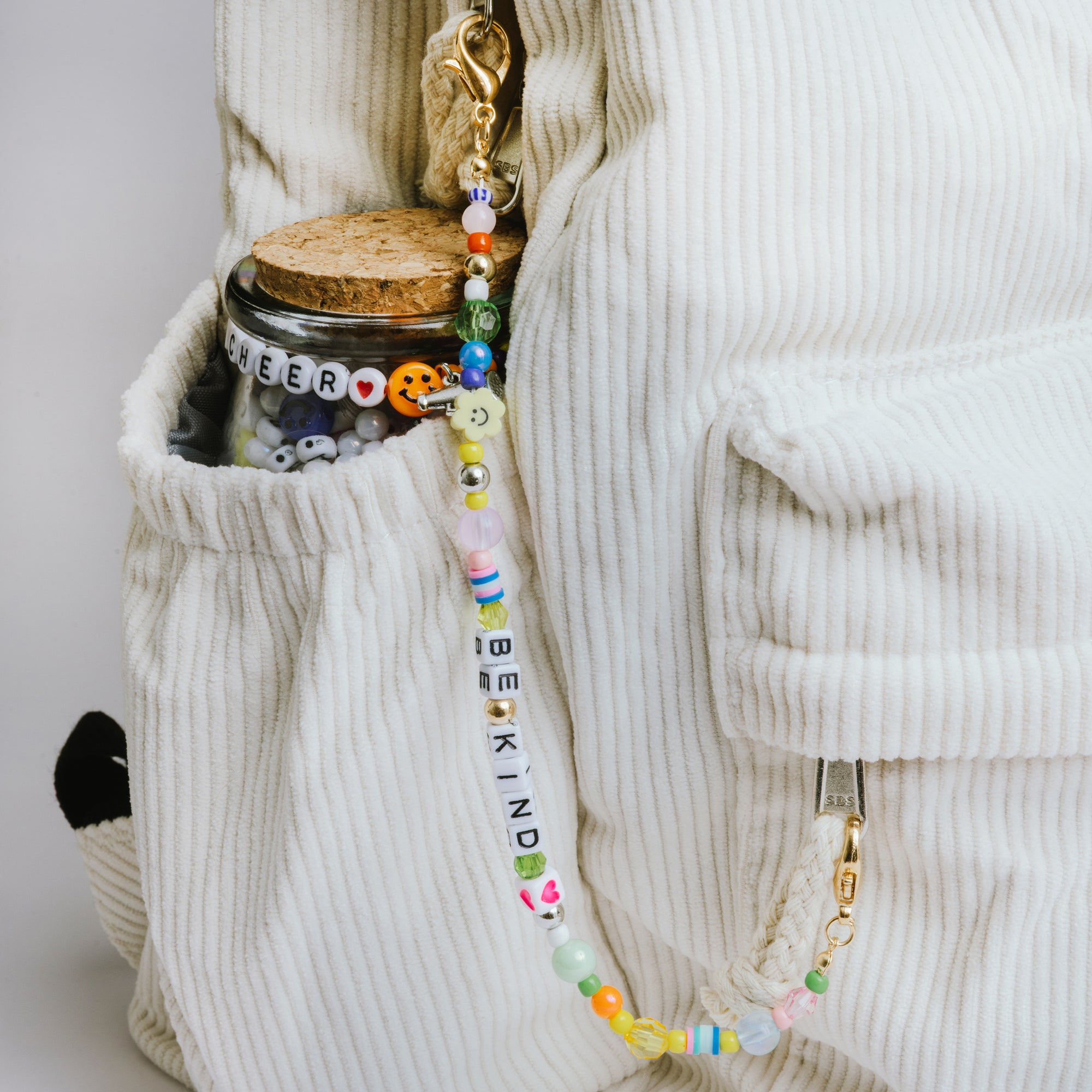Be Kind Clip on Beaded Bag Chain 10"