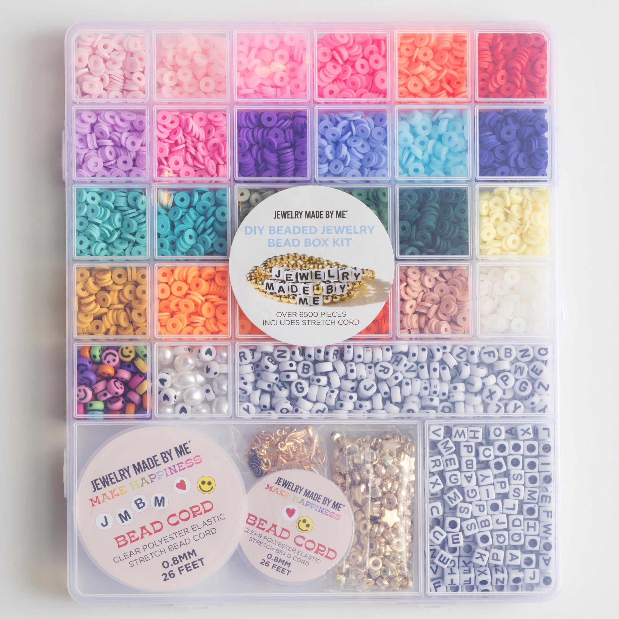 Extra Large Multicolor Heishi Bead Box with Round and Block Letters DIY Jewelry Kit Over 6500 Pieces