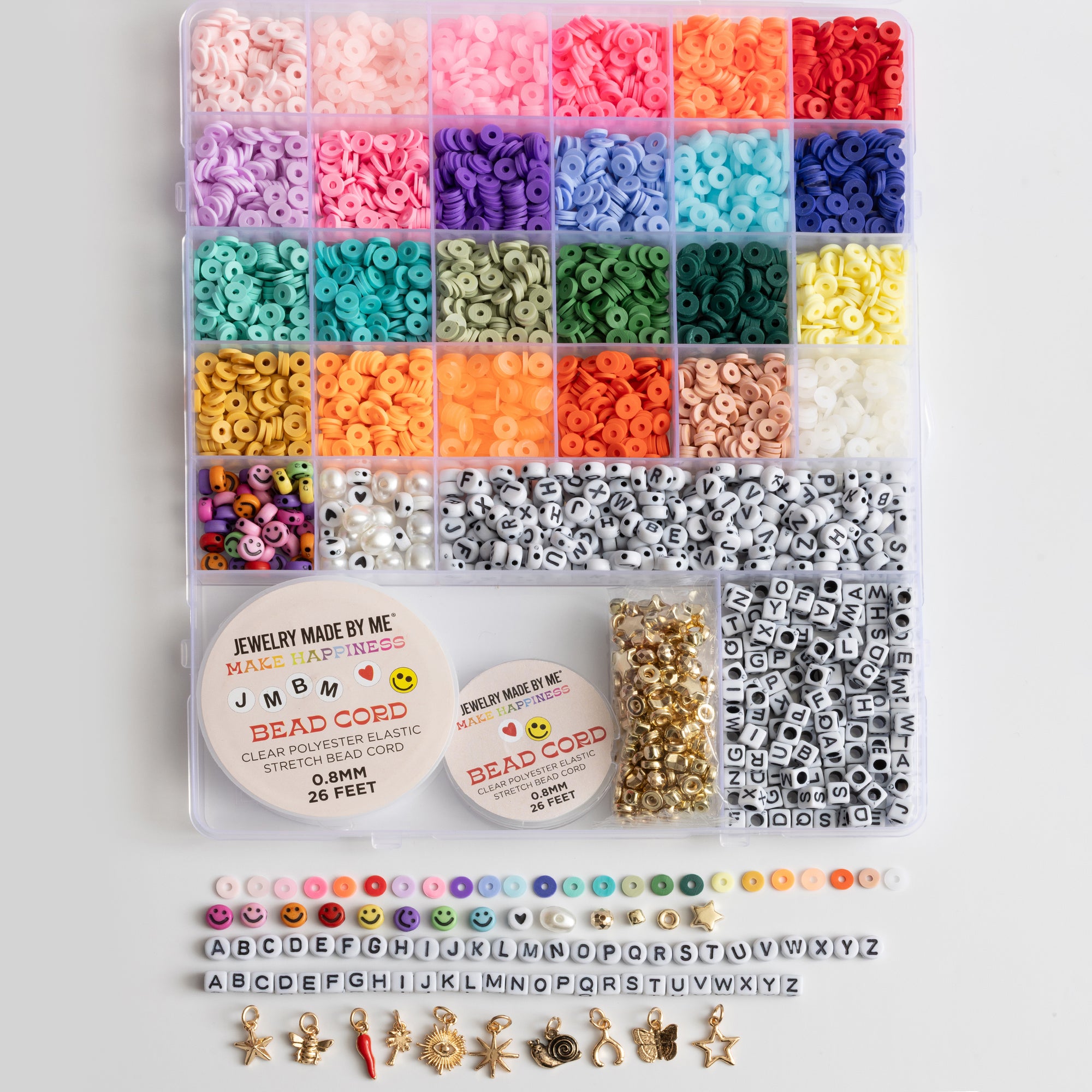 Extra Large Multicolor Heishi Bead Box with Round and Block Letters DIY Jewelry Kit Over 6500 Pieces