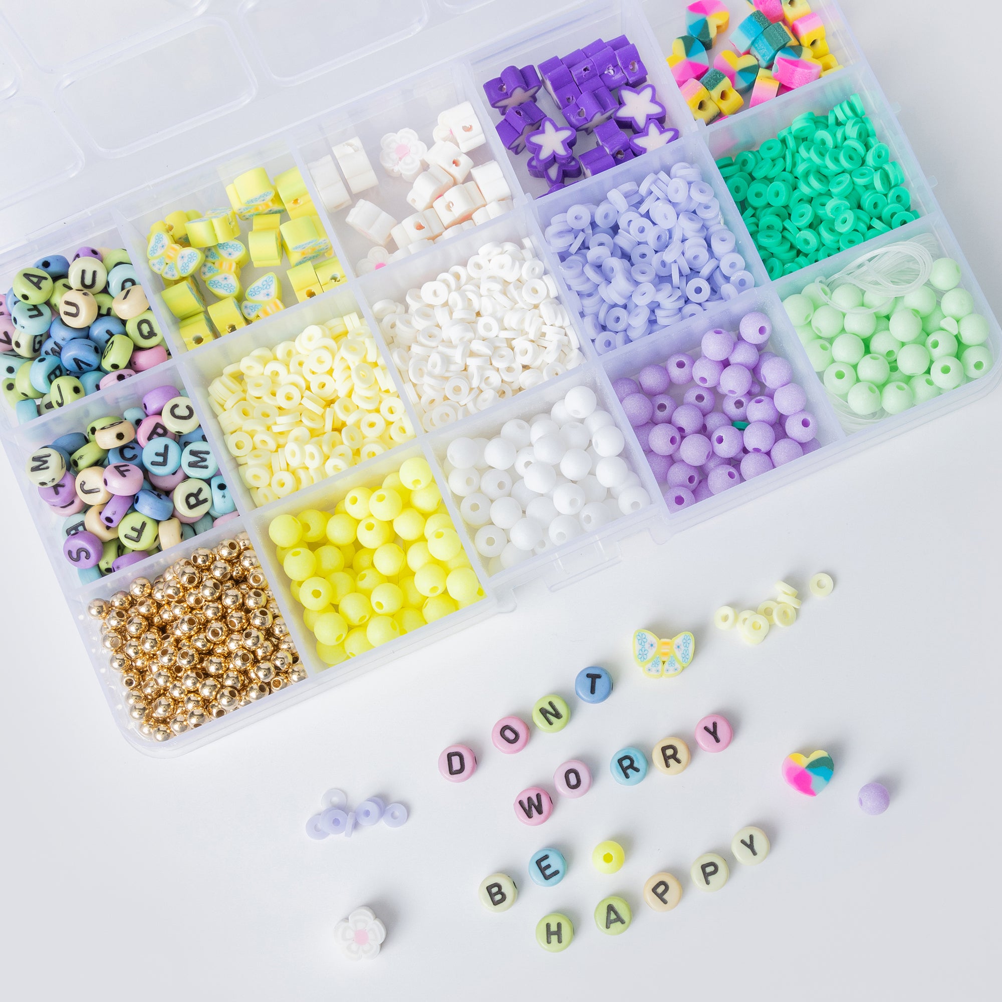 Pastel Brights Polymer Heishi and Letter DIY Bead Box