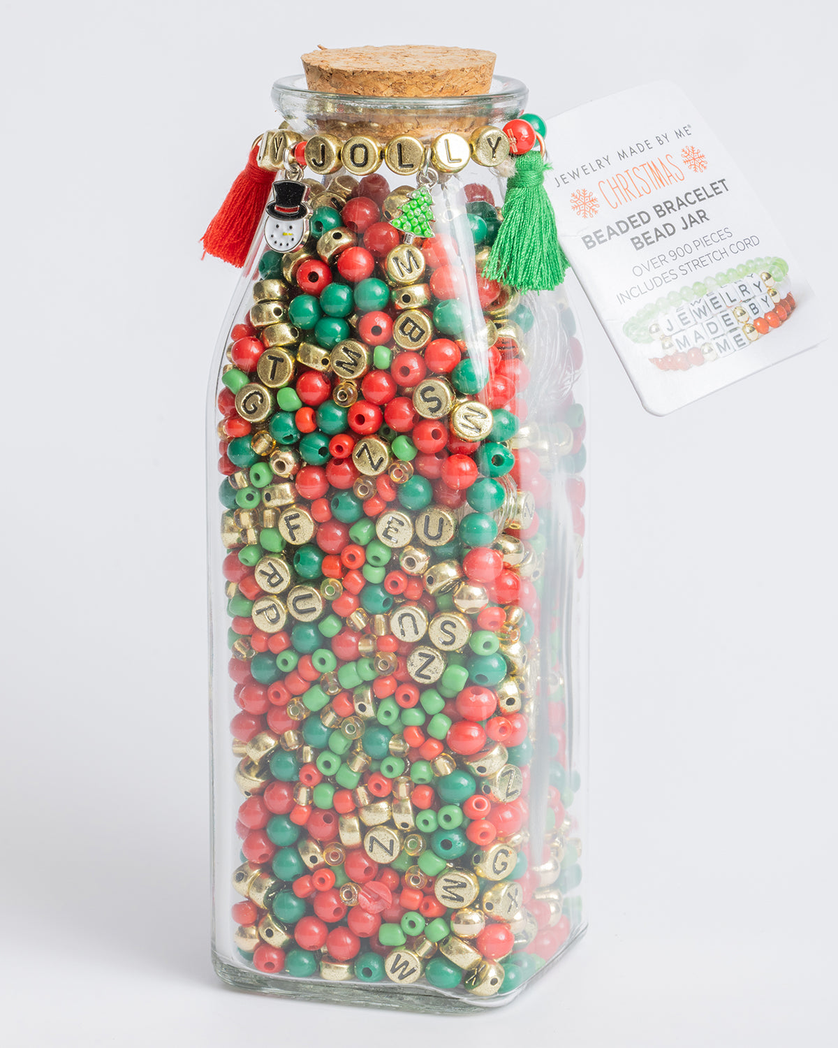 Holly Jolly Christmas Milk Bottle Bead Jar