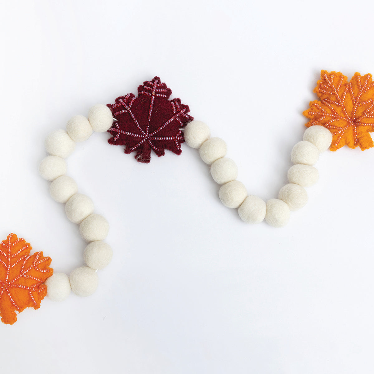 Fall Leaves Beaded Felt Garland