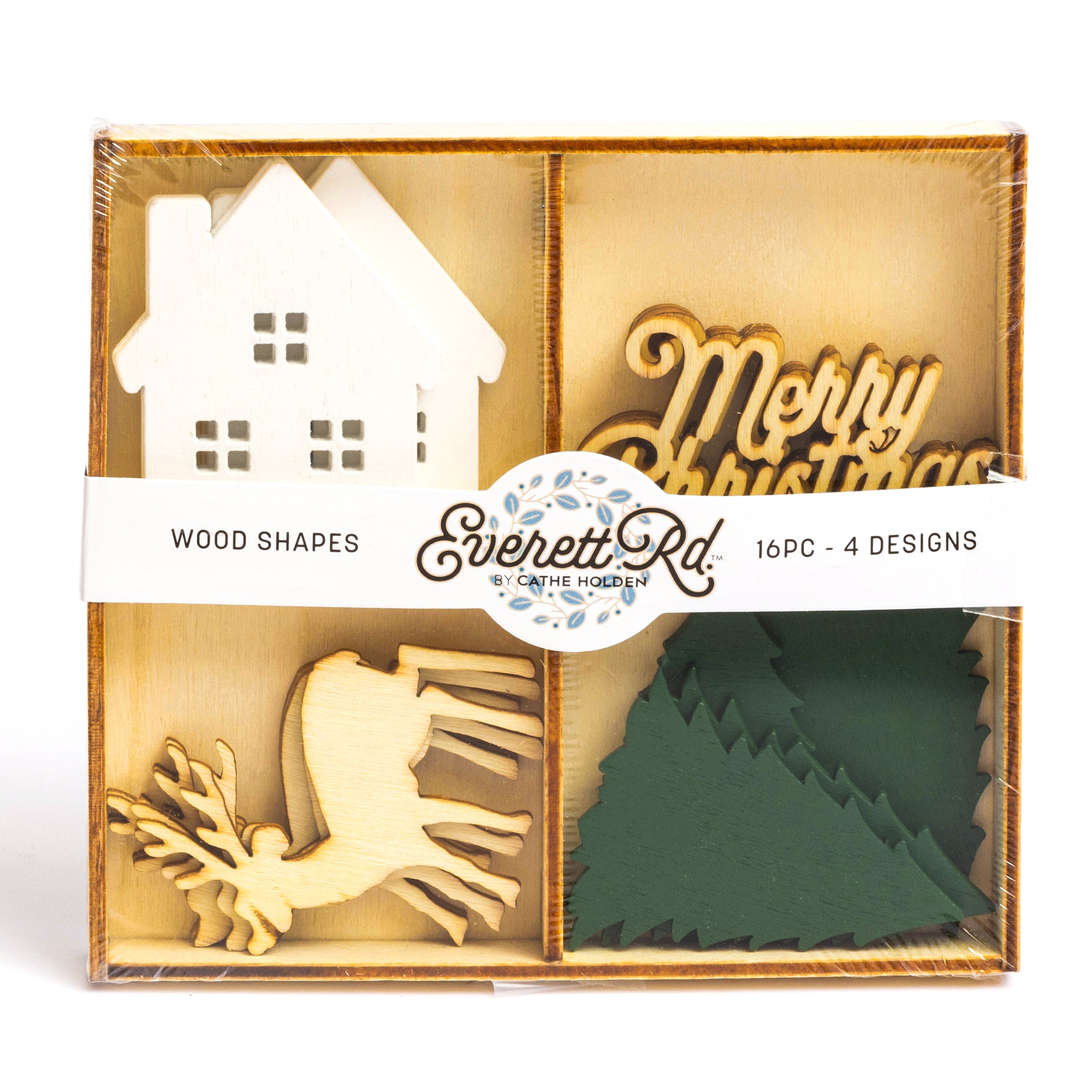 Traditional Holiday 16 PC Painted Wood Shapes Everett Rd. by Cathe Holden