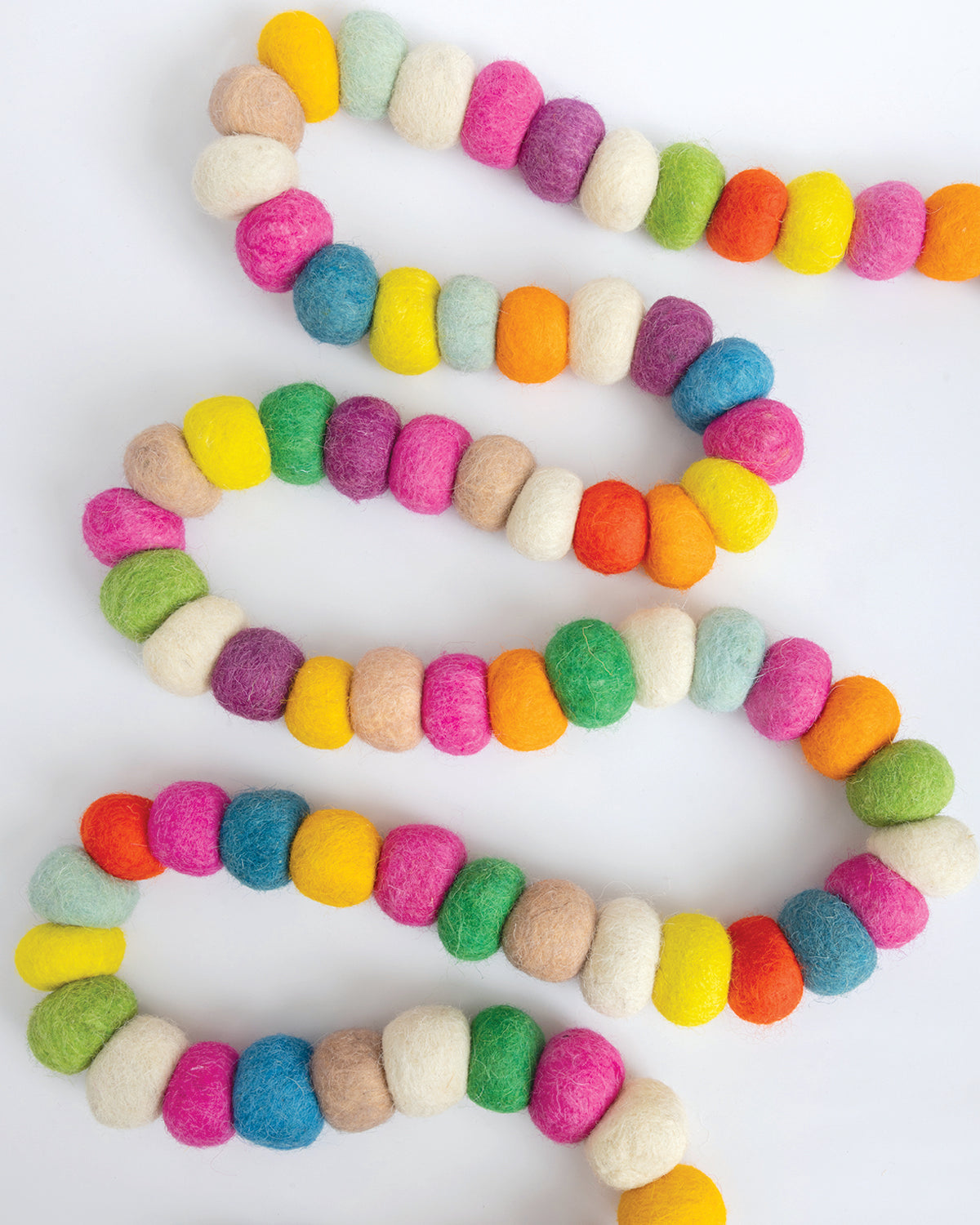 Bright Multicolor Felt Ball Garland