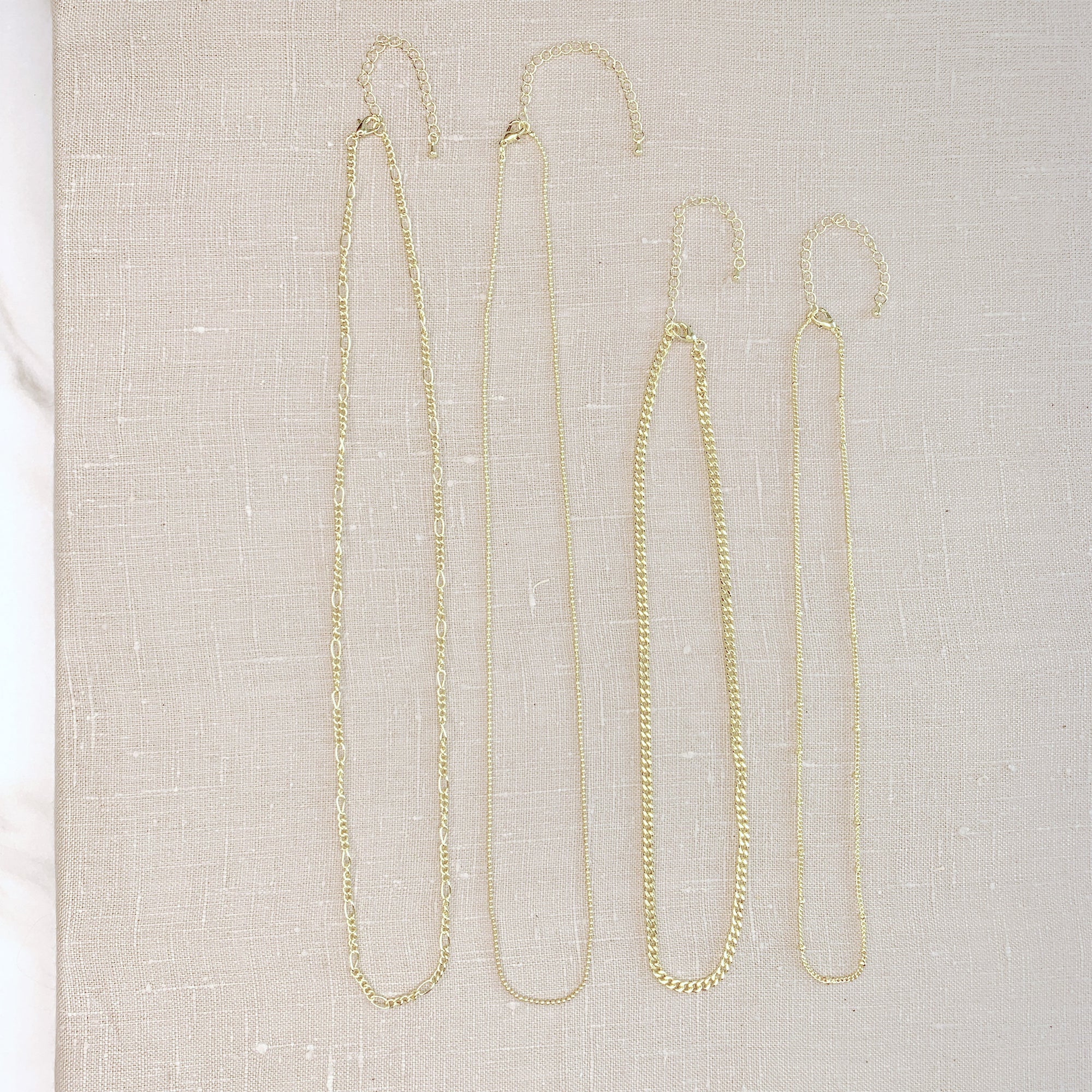 Gold Multi Chain Necklaces 4pc Set