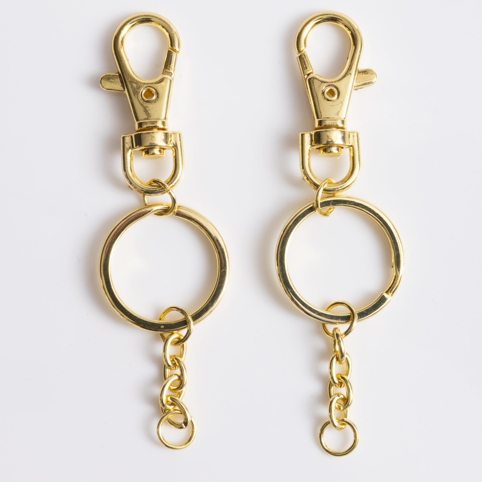 Gold Classic Key Rings with Lobster Clasp 2pc Set