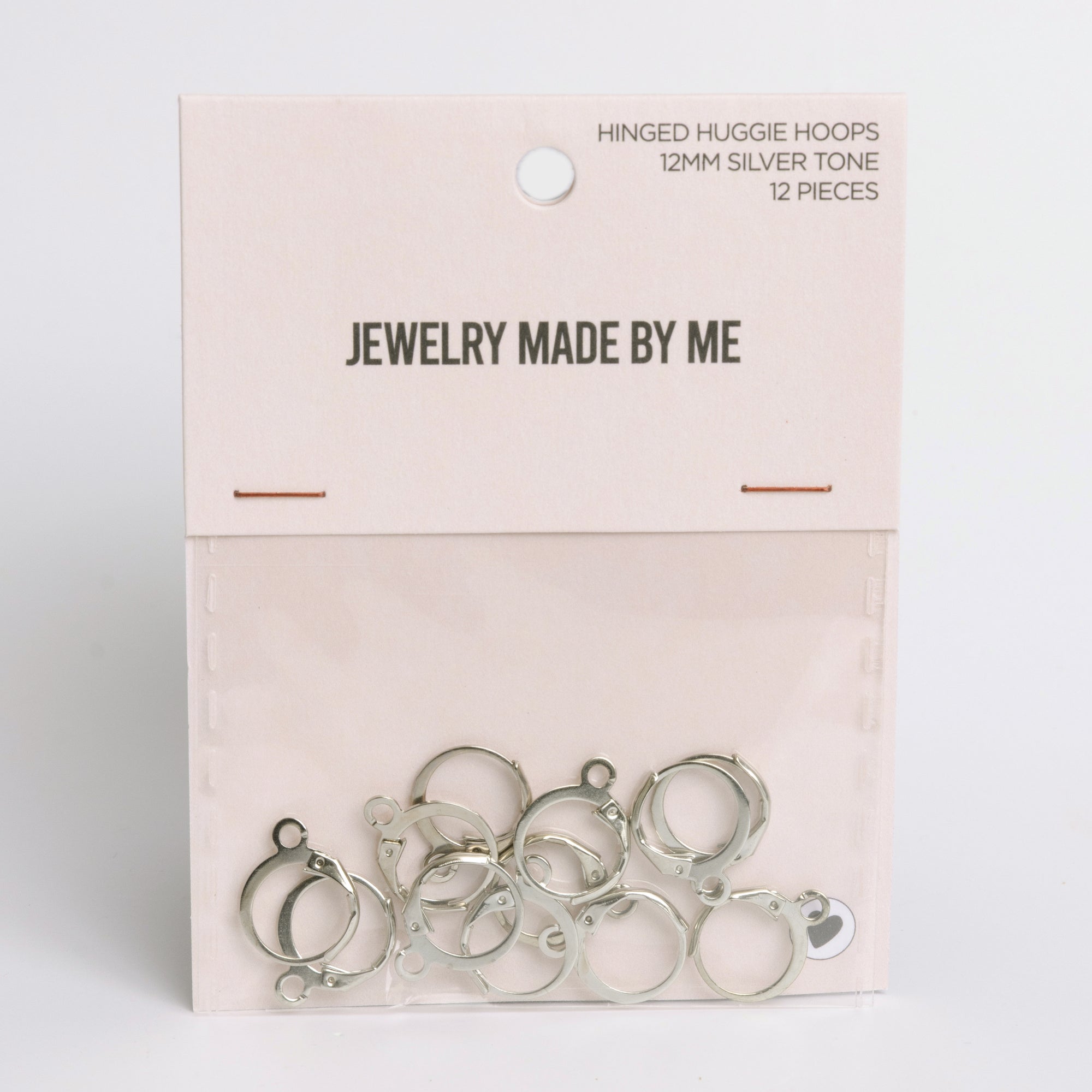 12mm Small Hinged Silver Huggie Hoops Findings 12 Pack
