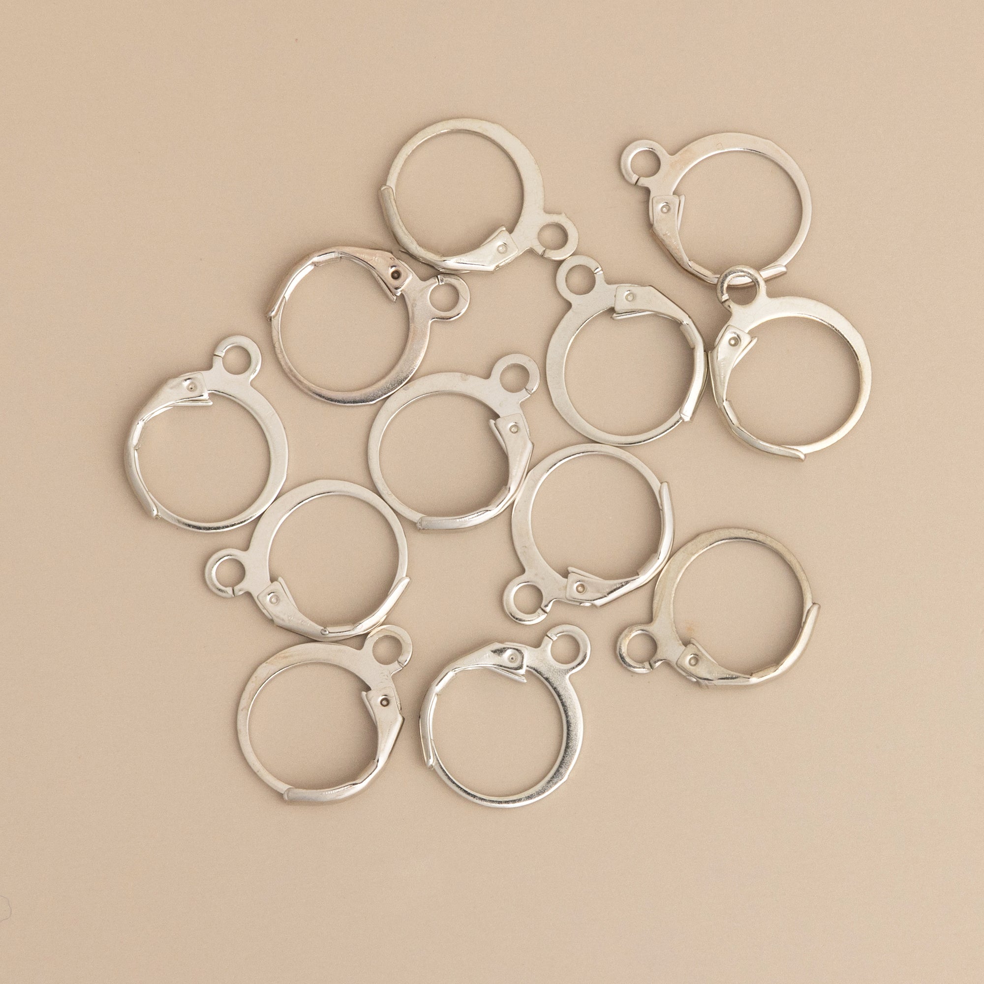 12mm Small Hinged Silver Huggie Hoops Findings 12 Pack