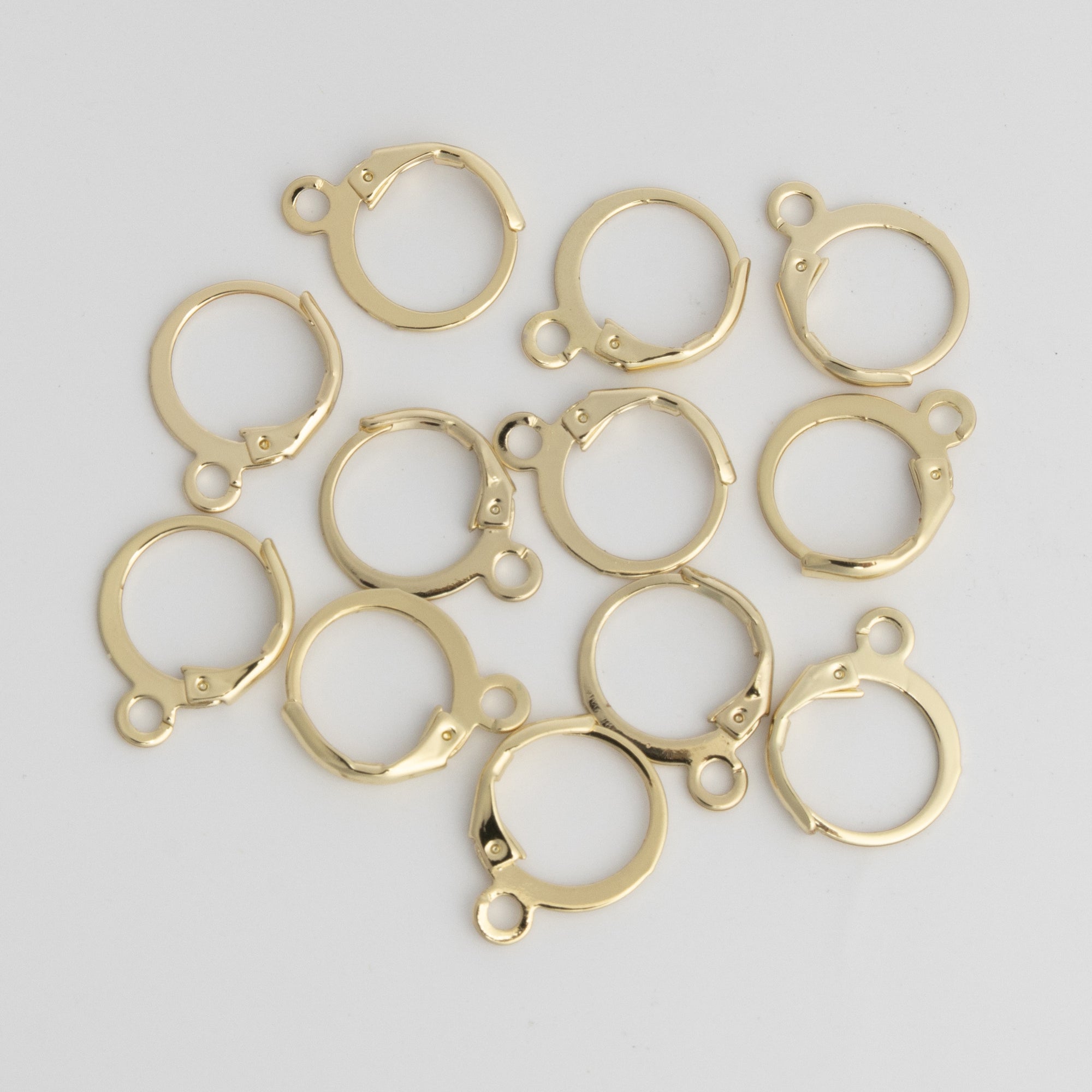 12mm Gold Hinged Huggie Hoops Earring Findings 12 Pack