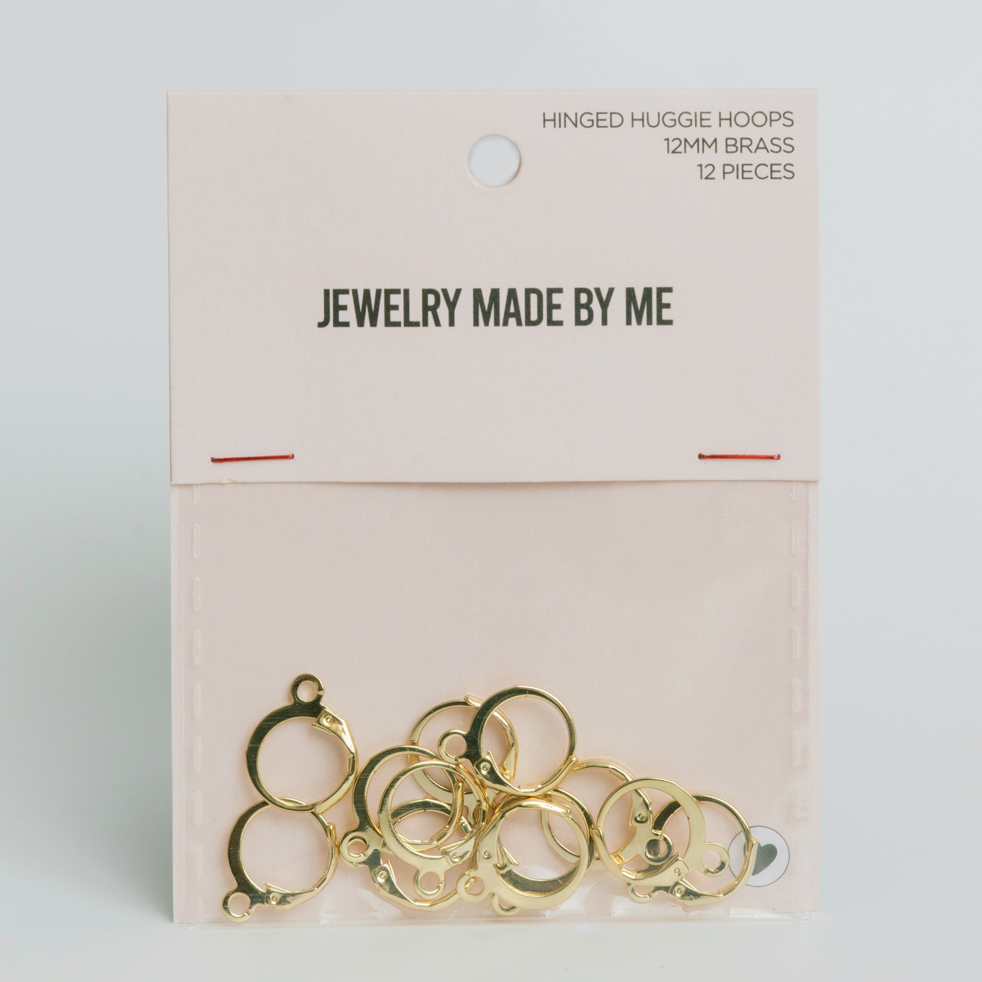 12mm Gold Hinged Huggie Hoops Earring Findings 12 Pack