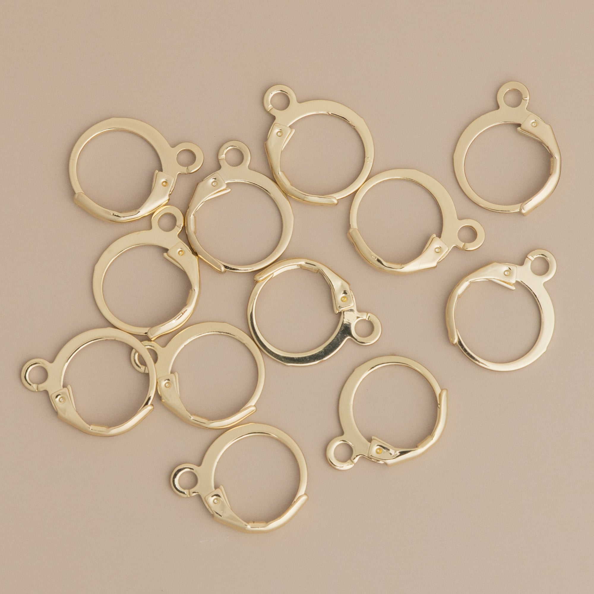 12mm Gold Hinged Huggie Hoops Earring Findings 12 Pack