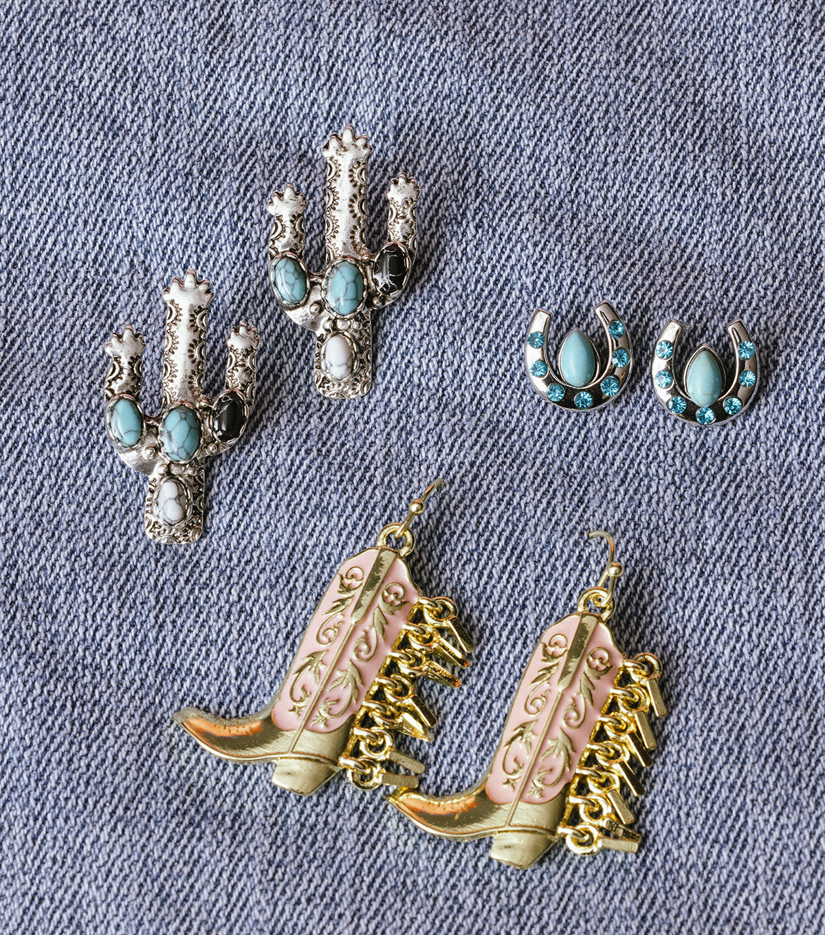Gold and Pink Fringe Cowboy Boot Earrings Coastal Cowgirl