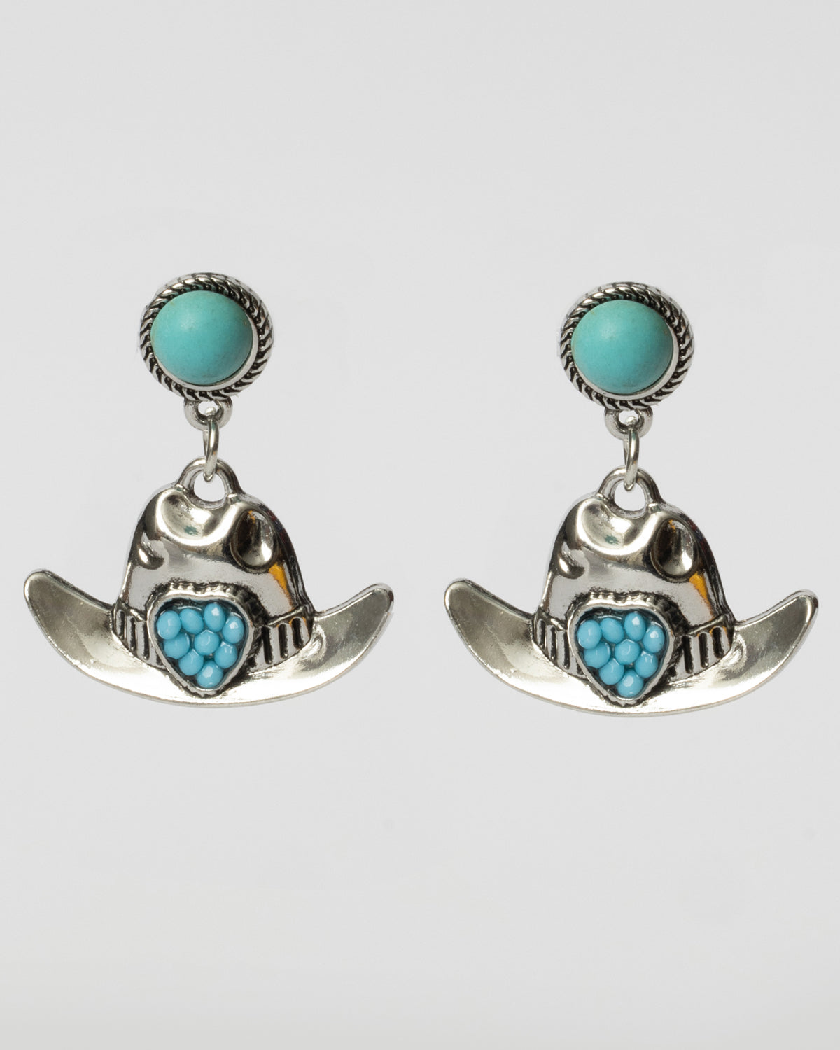 Silver and Turquoise Cowboy Hat Earrings Coastal Cowgirl
