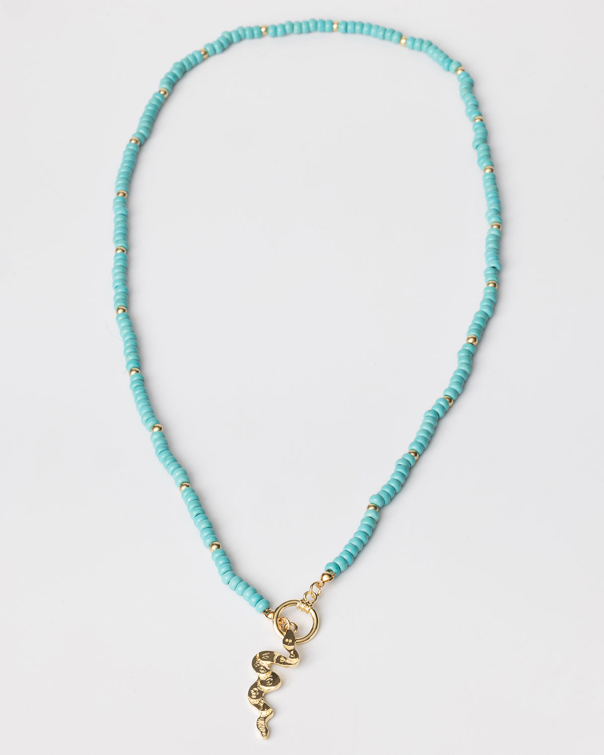 Turquoise Beaded Gold Western Snake Convertible Toggle Necklace Coastal Cowgirl