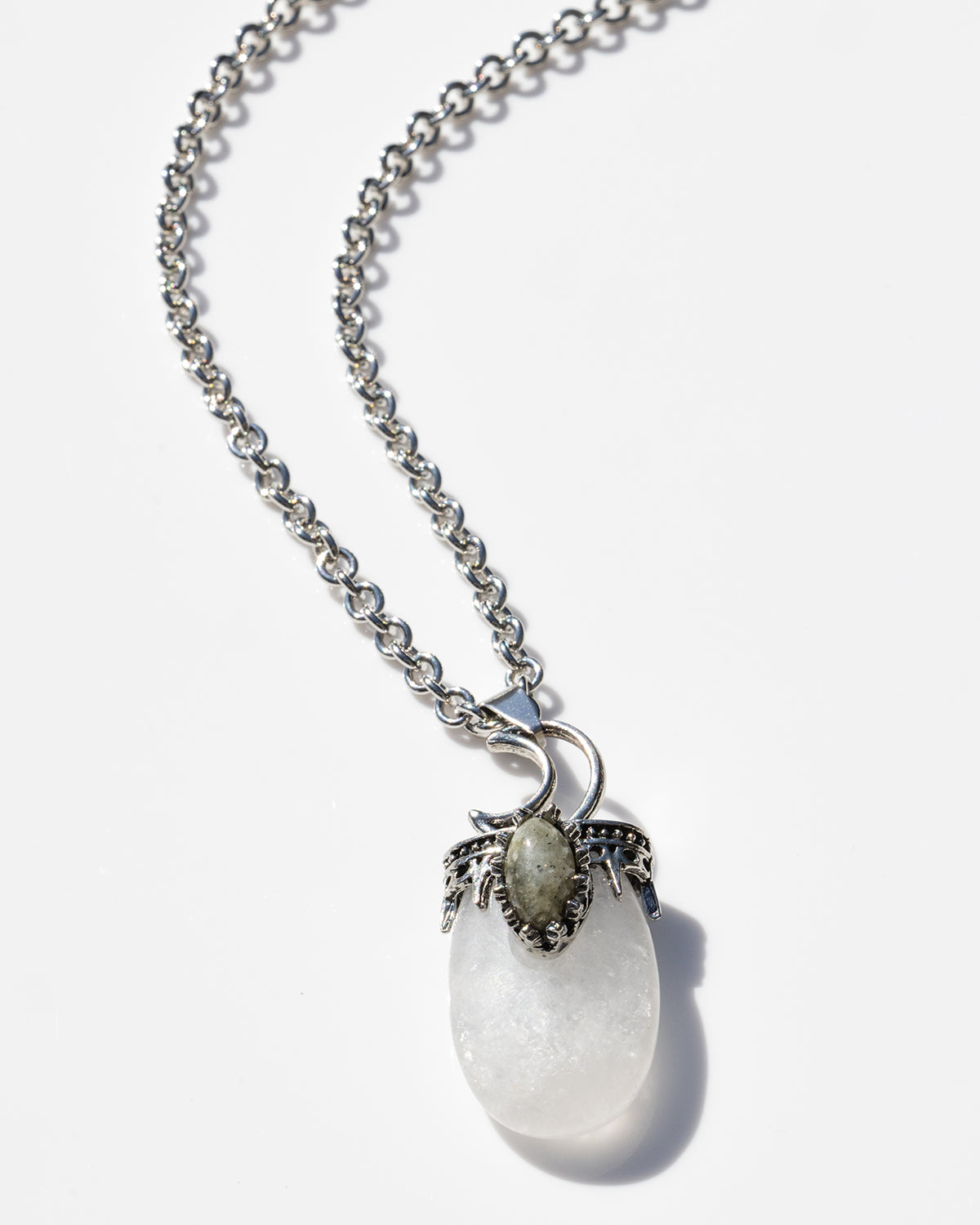 Crystal Quartz Moon Necklace